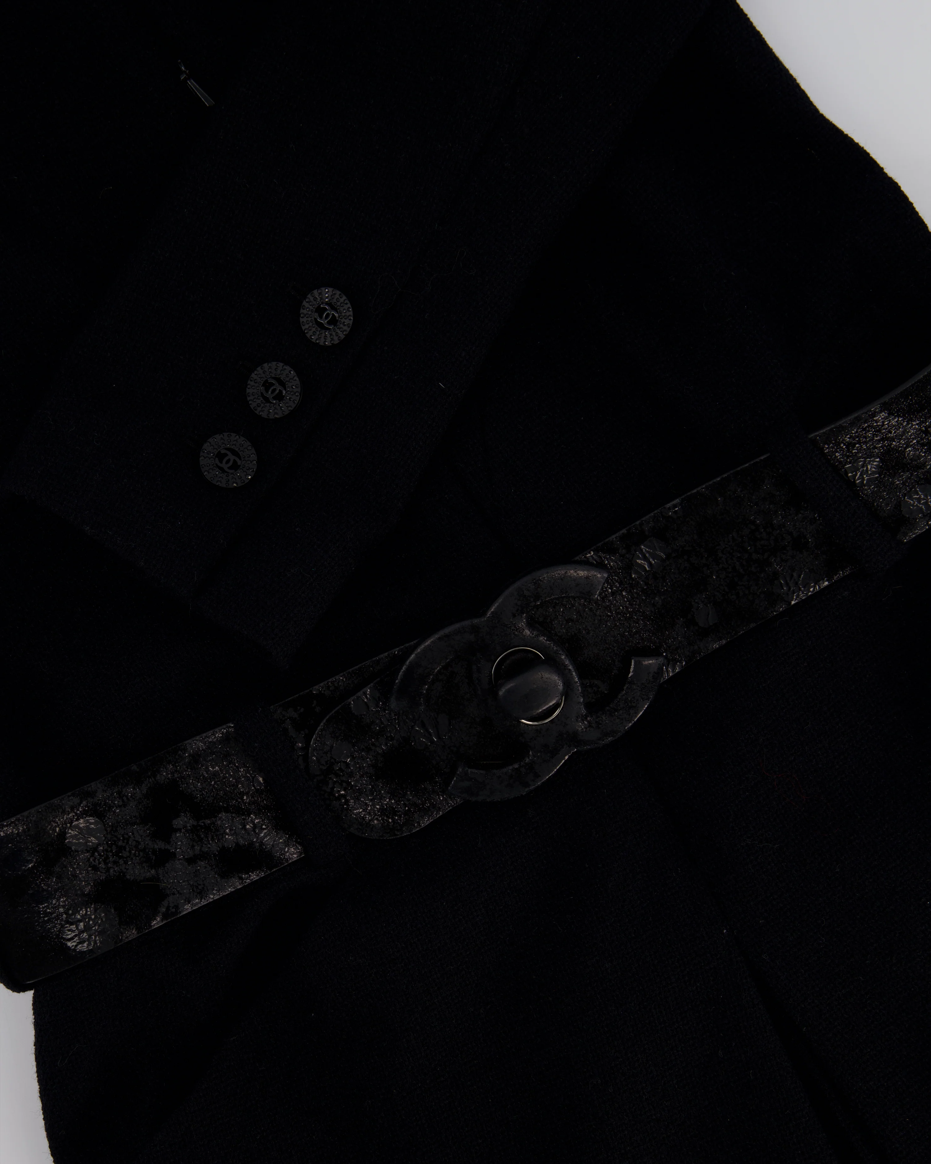 Chanel 09A Black Wool Short Dress with Crystal CC Buttons & CC Belt Details Size FR 34 (UK 6) RRP £3120 - Image 8