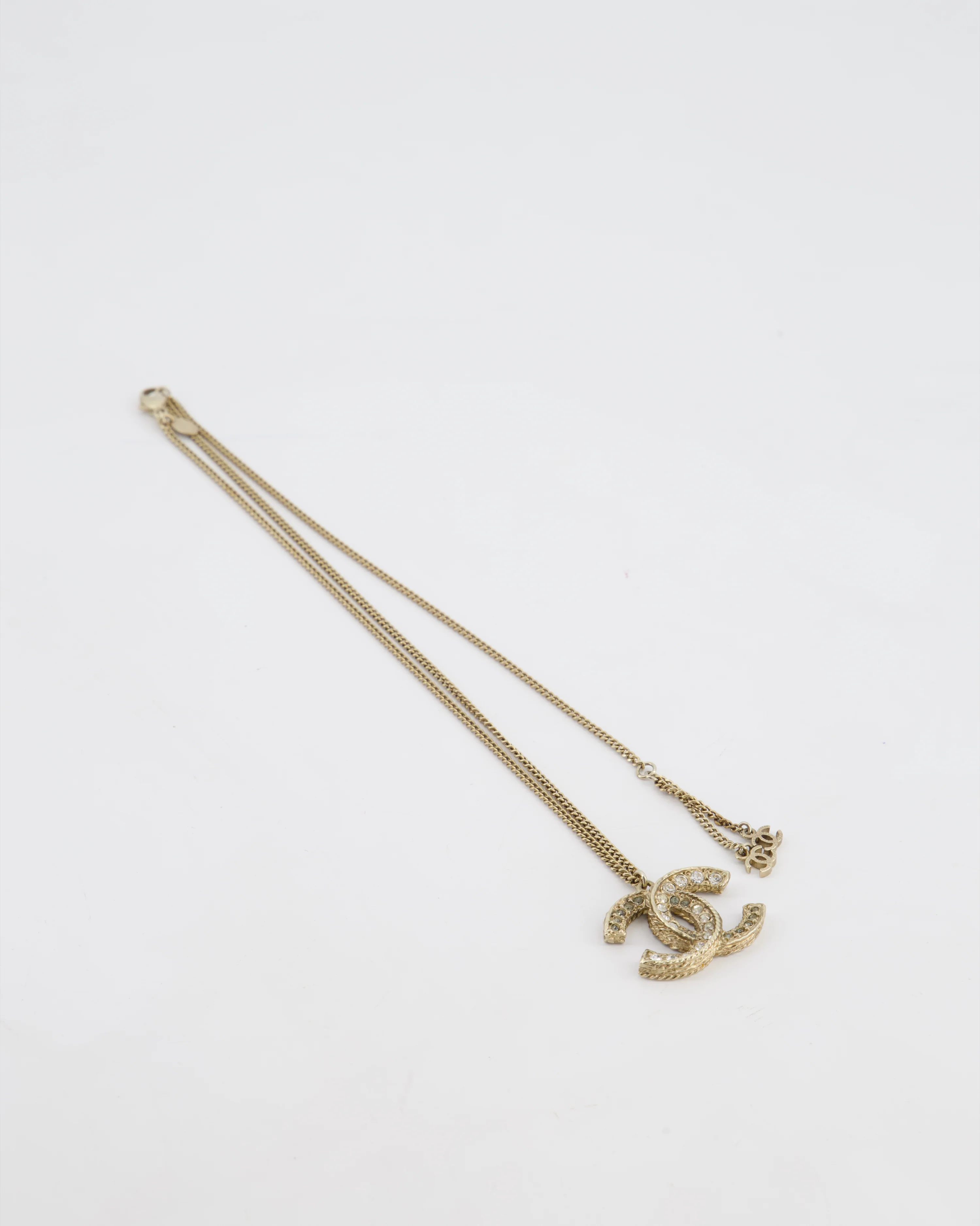 Chanel 12/A Champagne Gold Diamante CC Reversible Necklace - Image 3