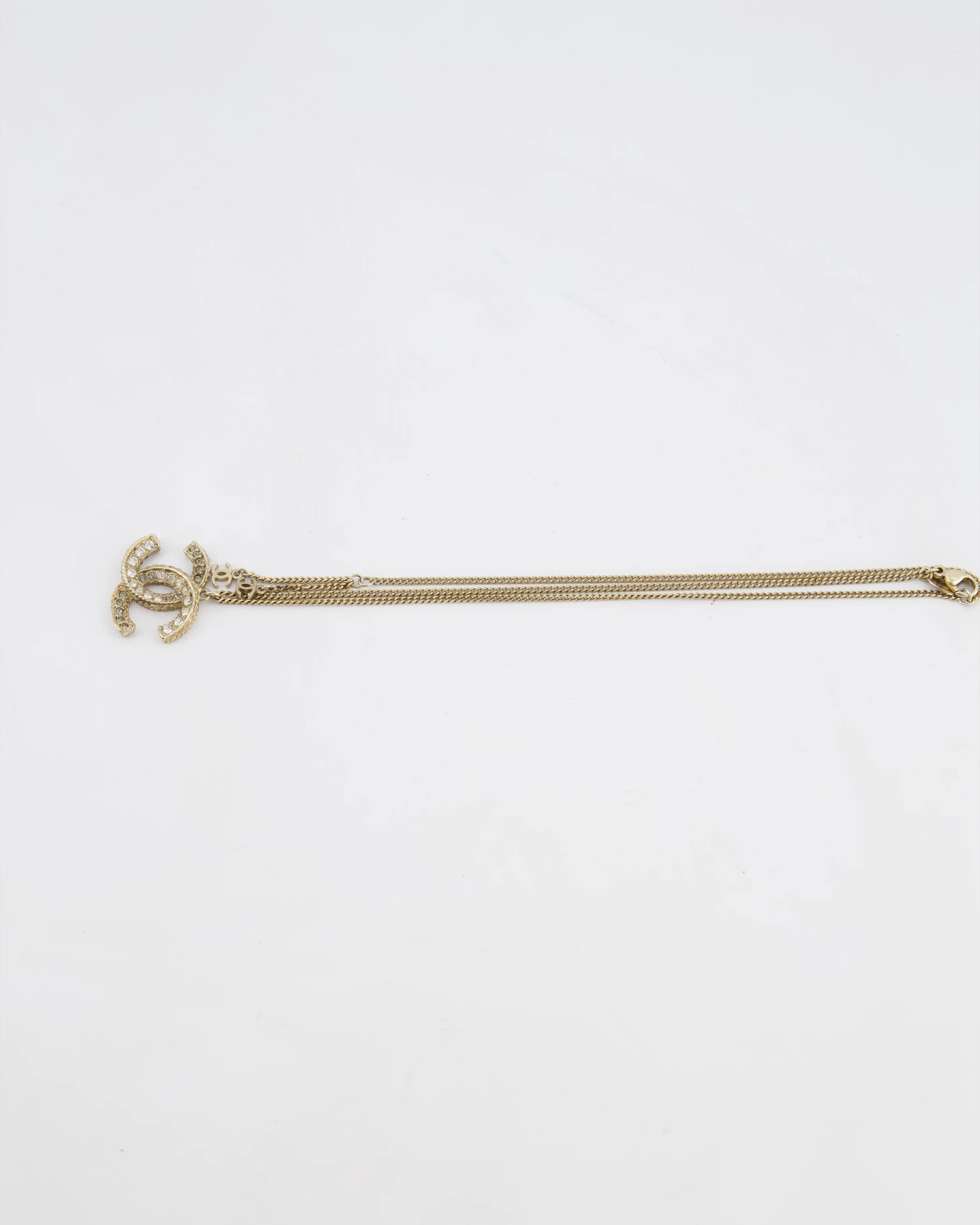 Chanel 12/A Champagne Gold Diamante CC Reversible Necklace - Image 5