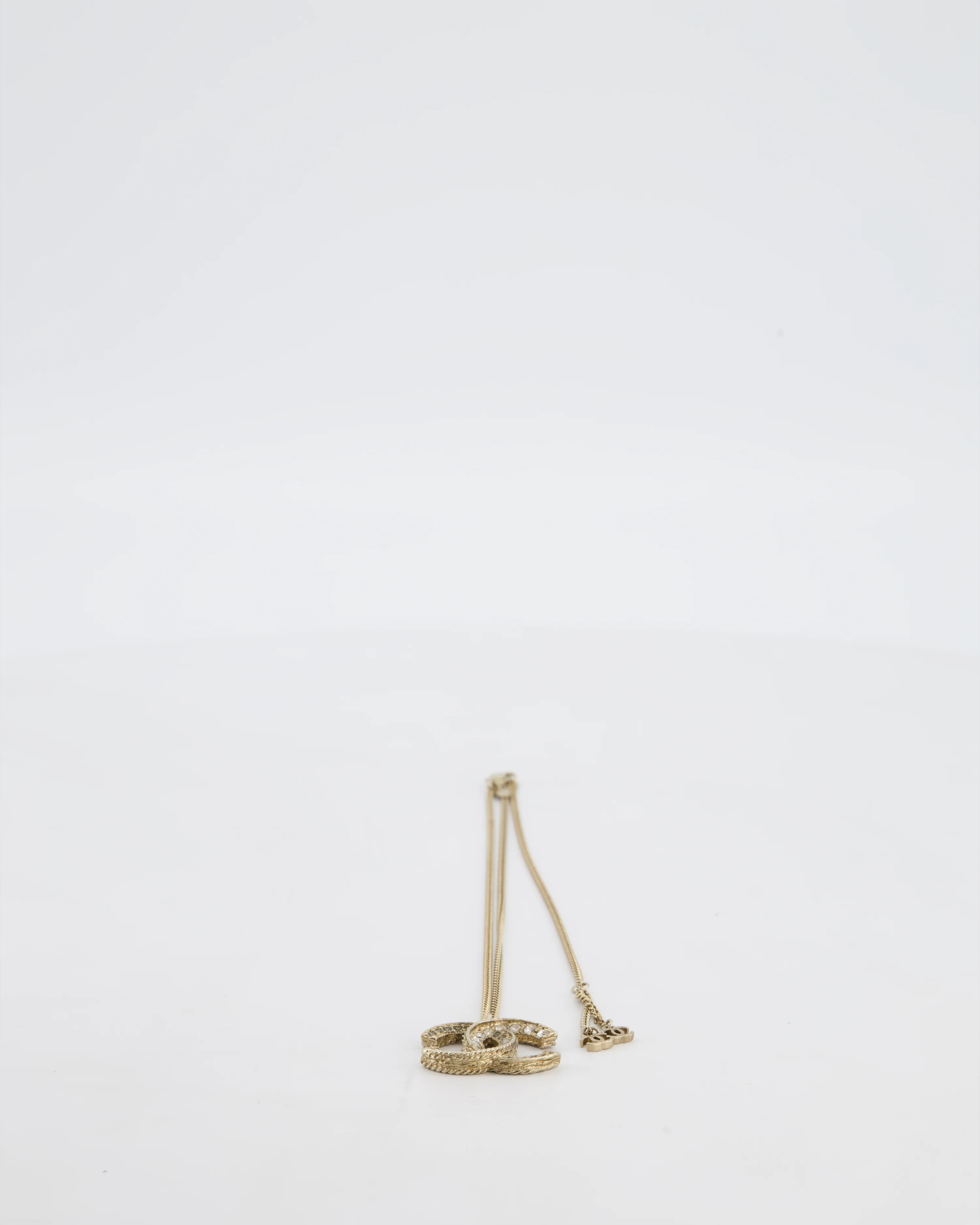 Chanel 12/A Champagne Gold Diamante CC Reversible Necklace - Image 6