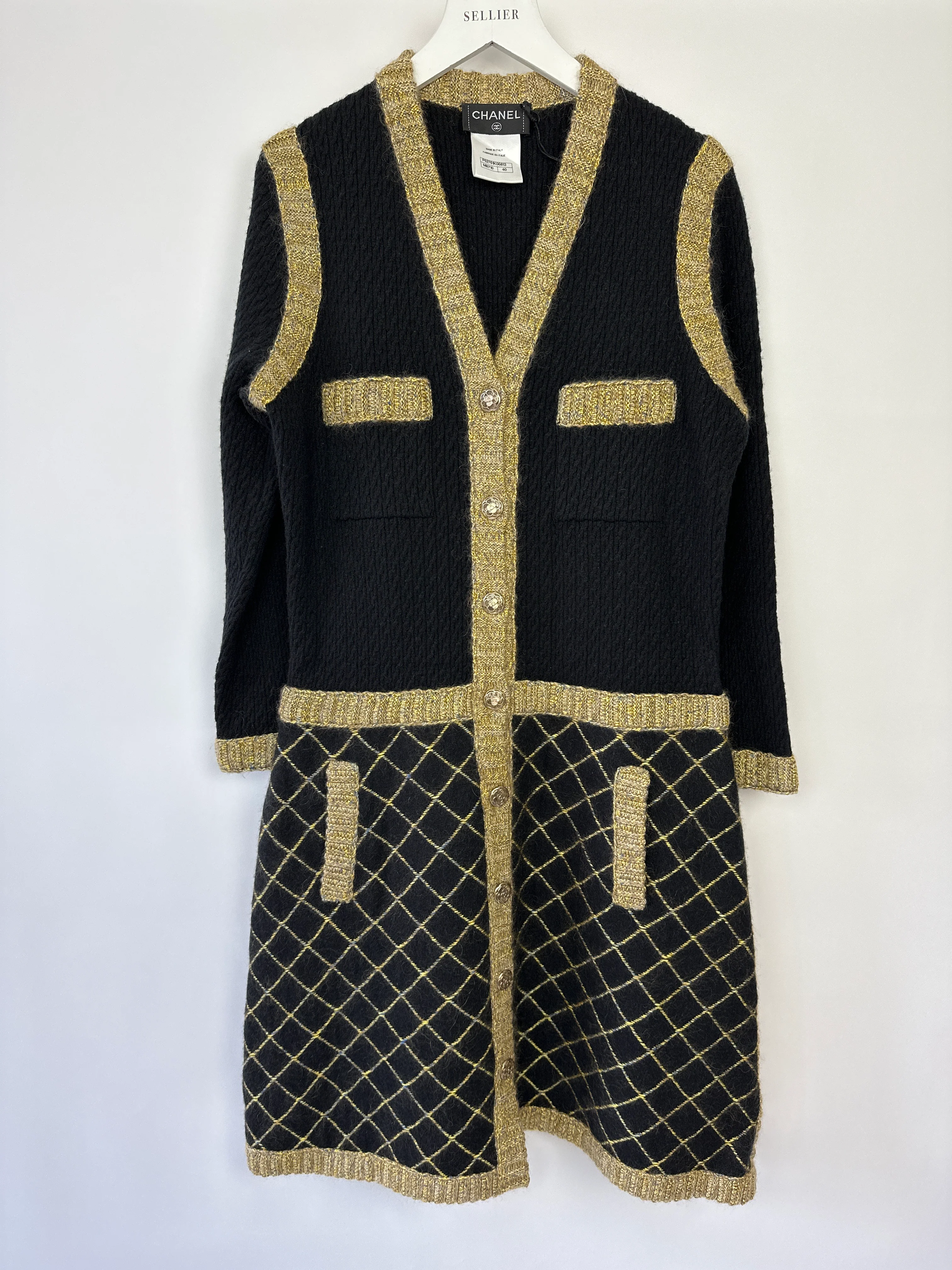 Chanel 15/A Black Long Sleeve Tweed Midi Dress Size FR 40 (UK 12) - Image 12