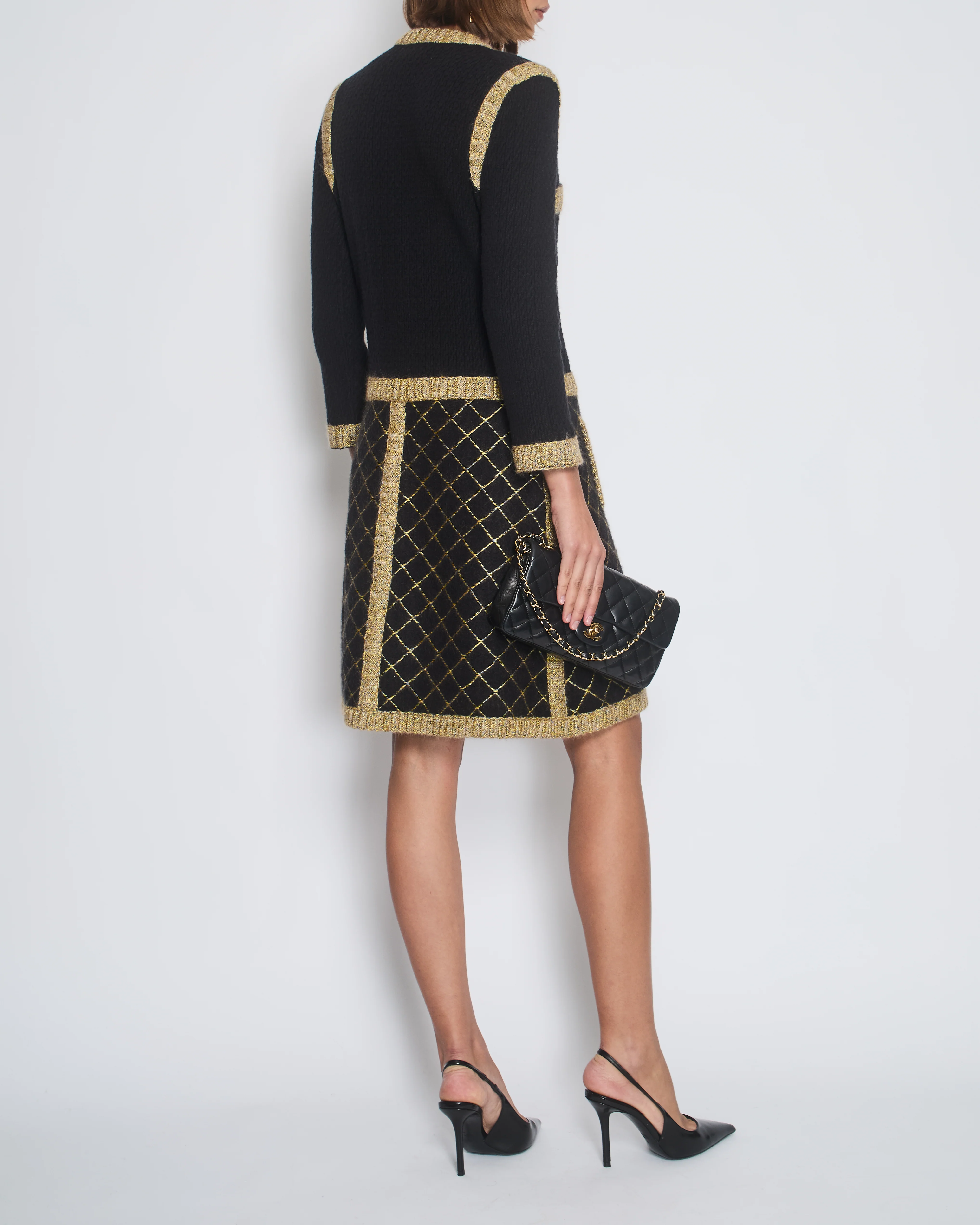 Chanel 15/A Black Long Sleeve Tweed Midi Dress Size FR 40 (UK 12) - Image 2