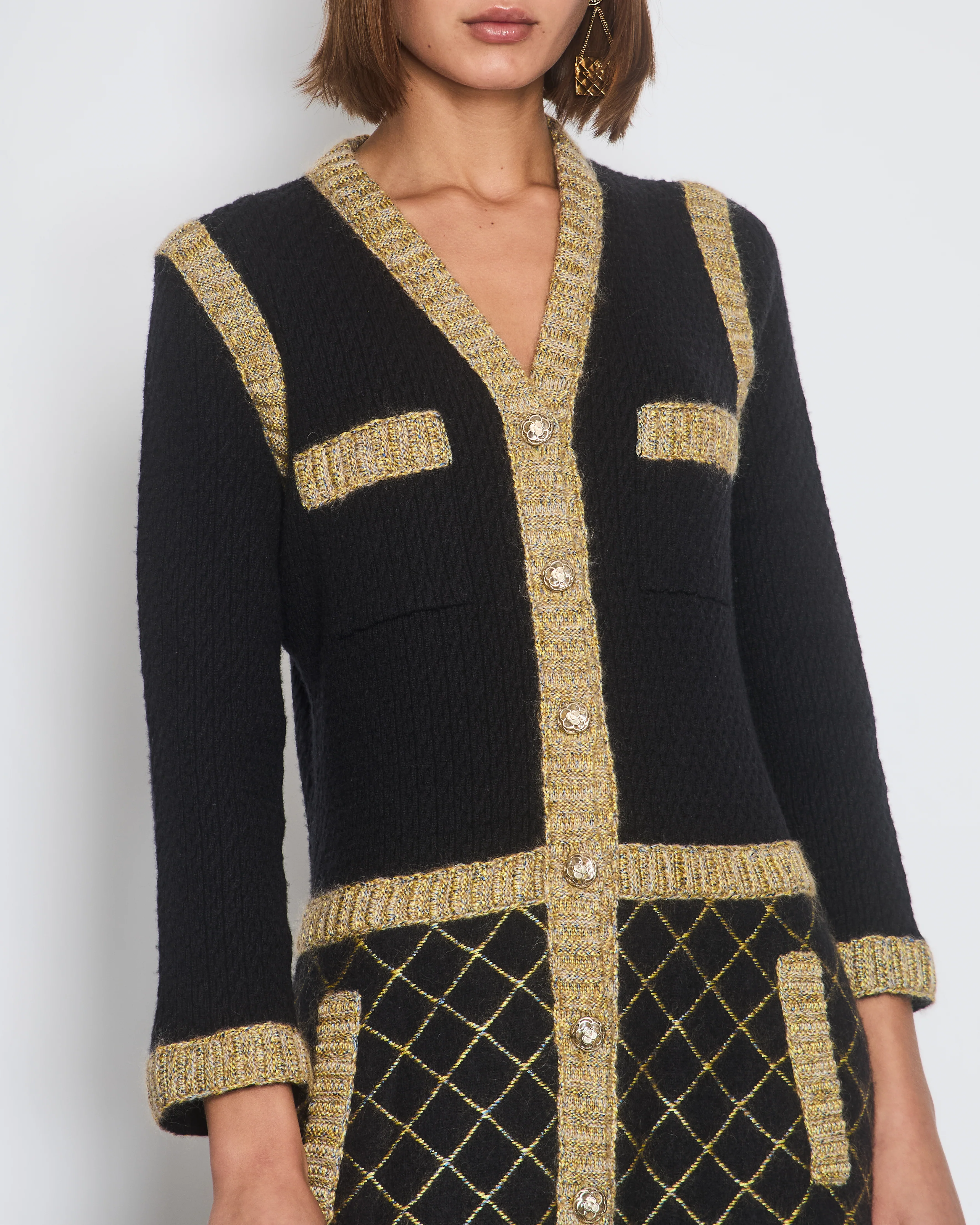 Chanel 15/A Black Long Sleeve Tweed Midi Dress Size FR 40 (UK 12) - Image 4