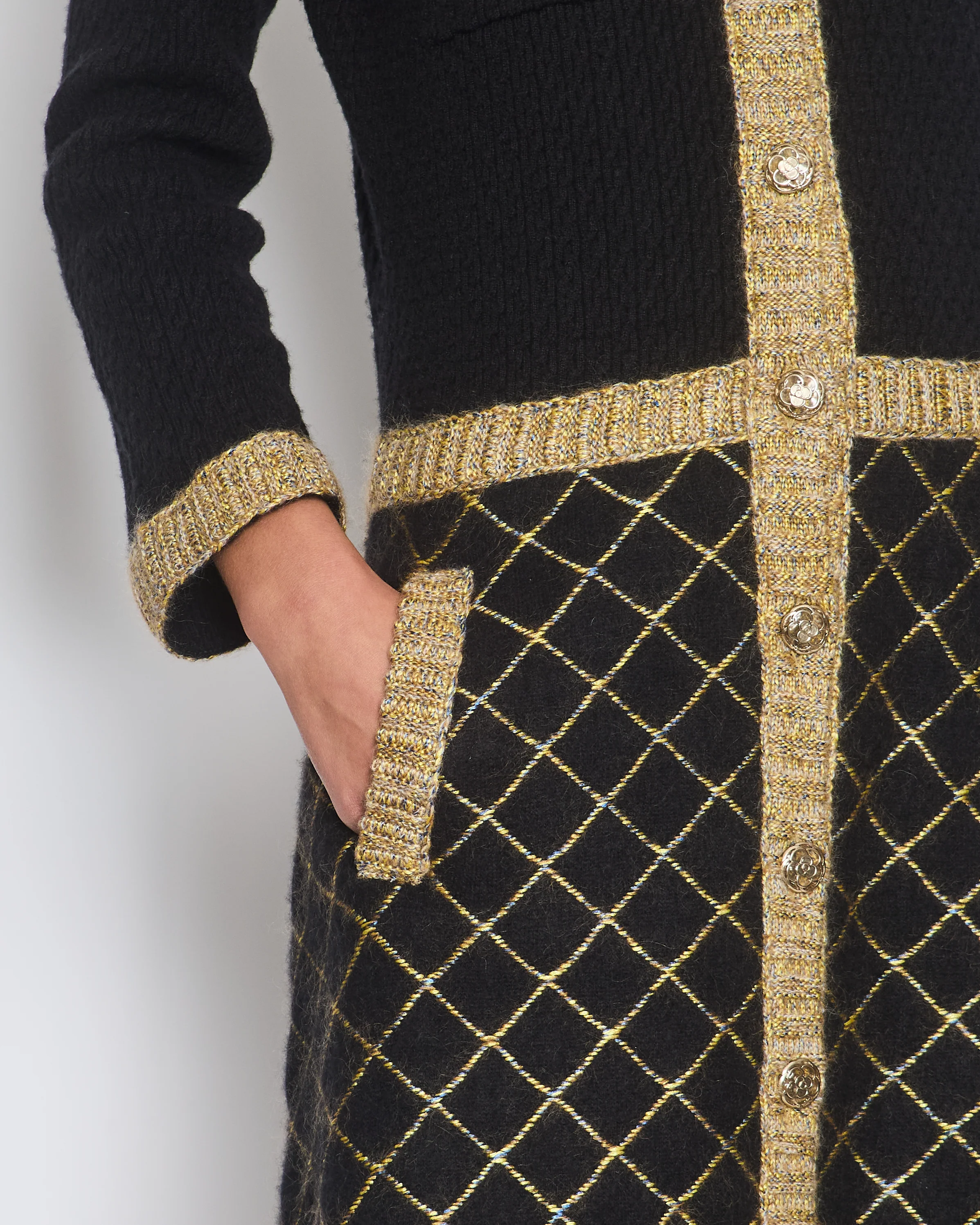 Chanel 15/A Black Long Sleeve Tweed Midi Dress Size FR 40 (UK 12) - Image 5