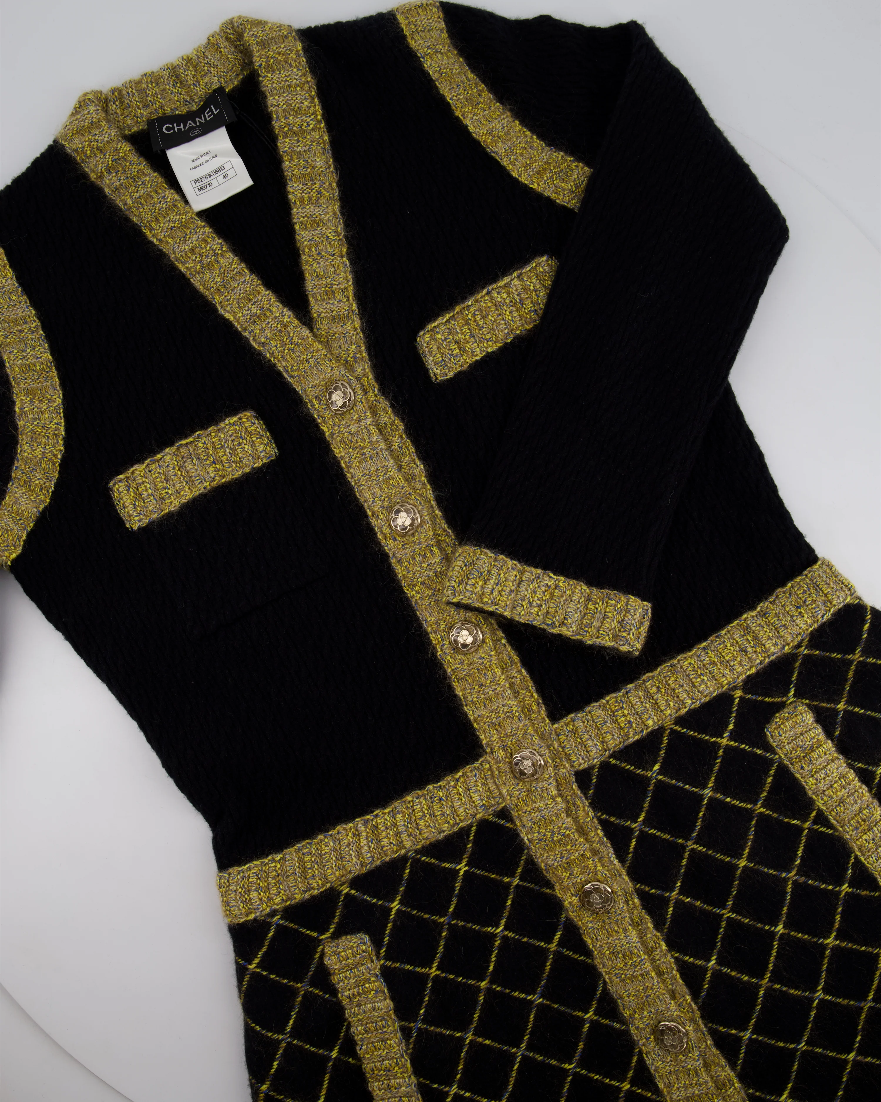 Chanel 15/A Black Long Sleeve Tweed Midi Dress Size FR 40 (UK 12) - Image 9