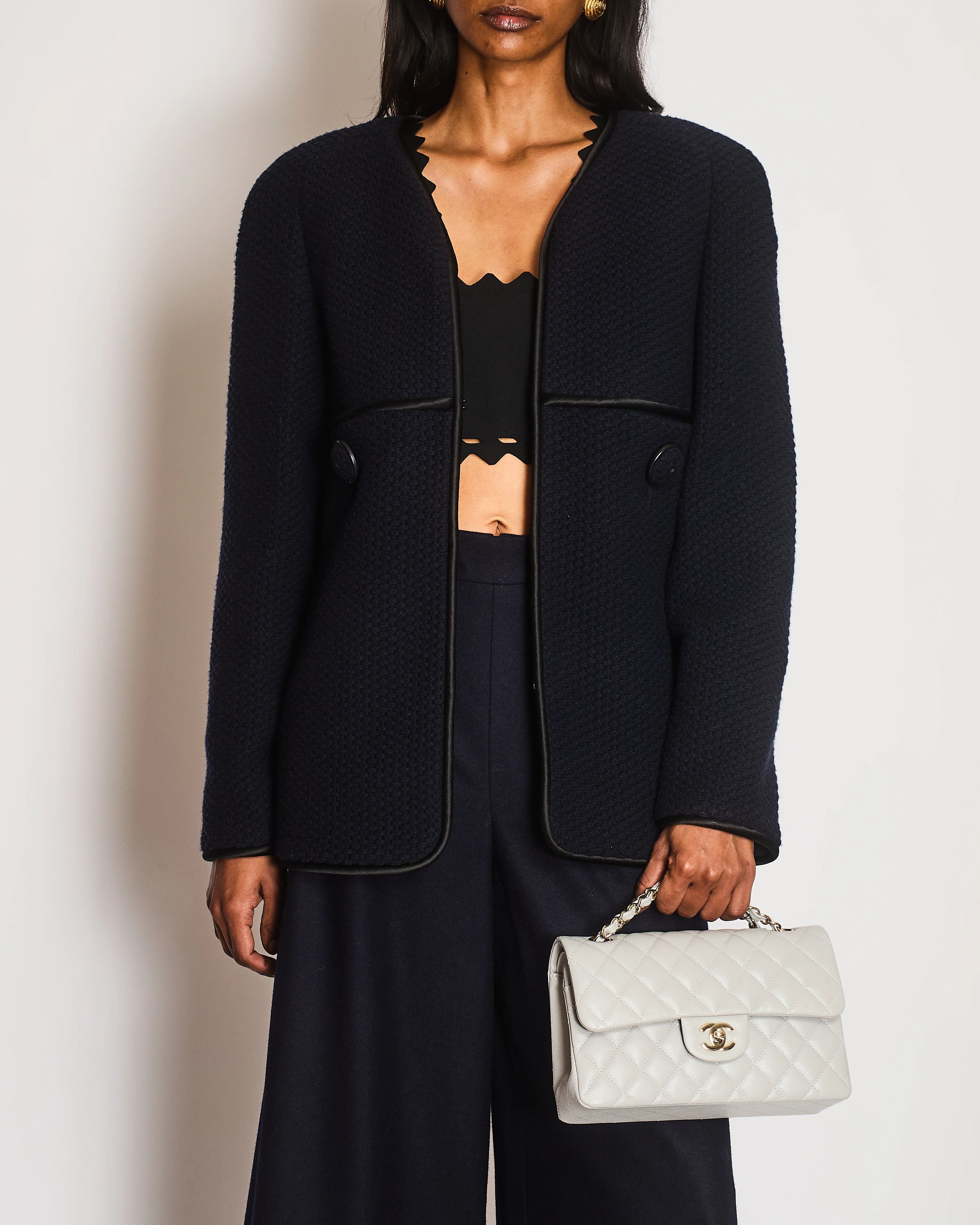 Chanel 15/A Paris - Salzburg Navy Collarless Jacket Size FR 42 (UK 14) - Image 2