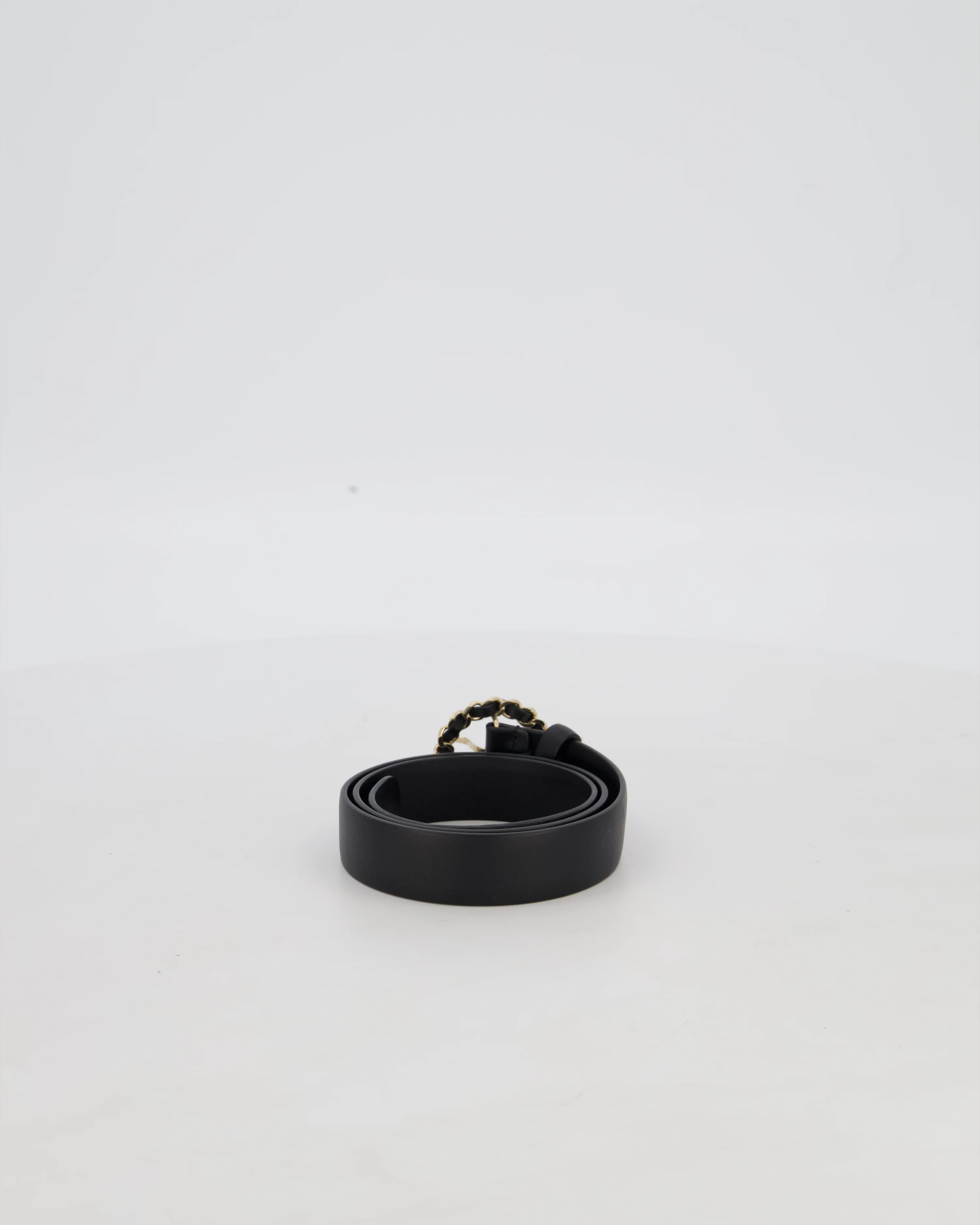 Chanel 16/B Black Belt with Weaved Chain CC Detail Size 70cm - Image 3