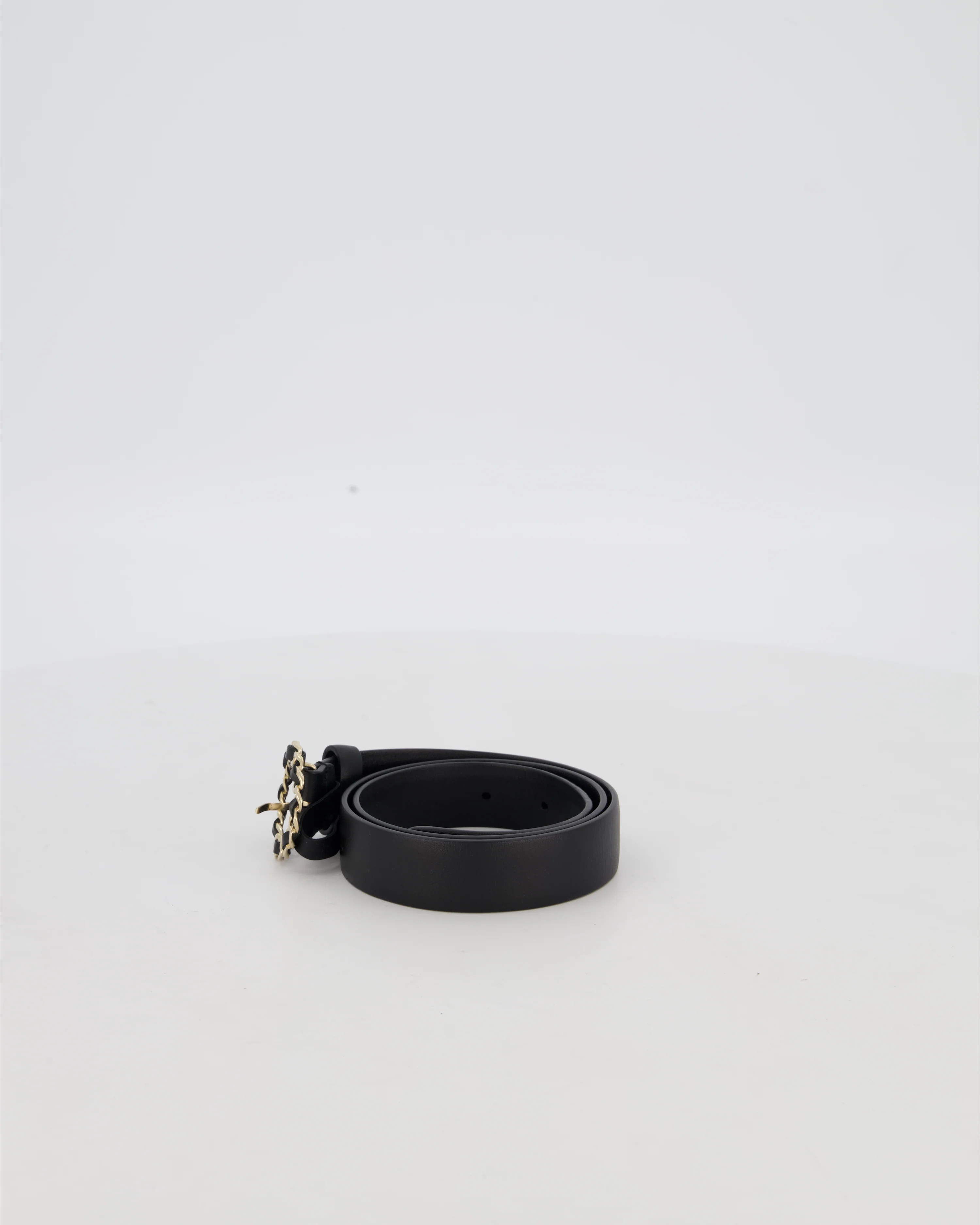 Chanel 16/B Black Belt with Weaved Chain CC Detail Size 70cm - Image 4