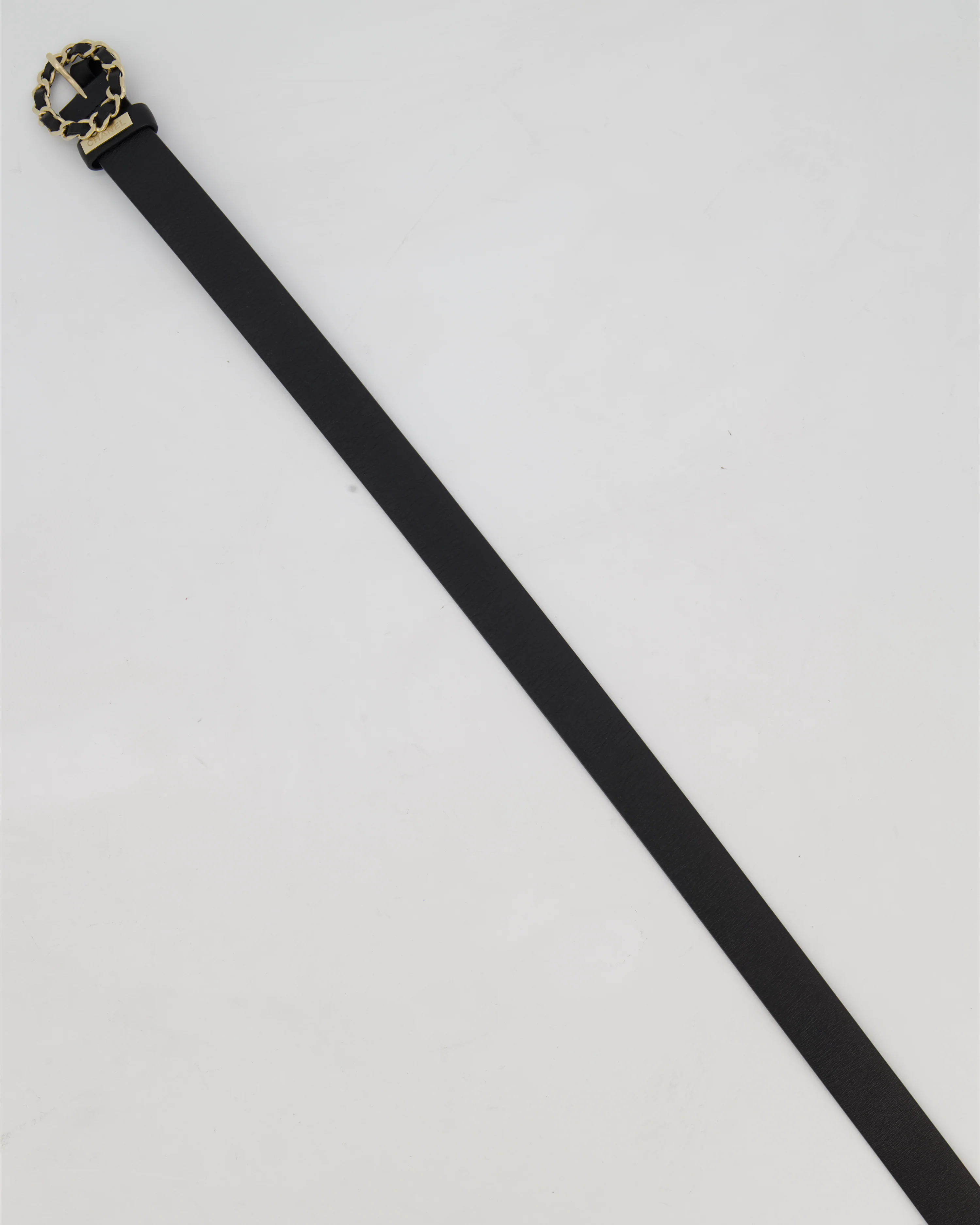 Chanel 16/B Black Belt with Weaved Chain CC Detail Size 70cm - Image 6