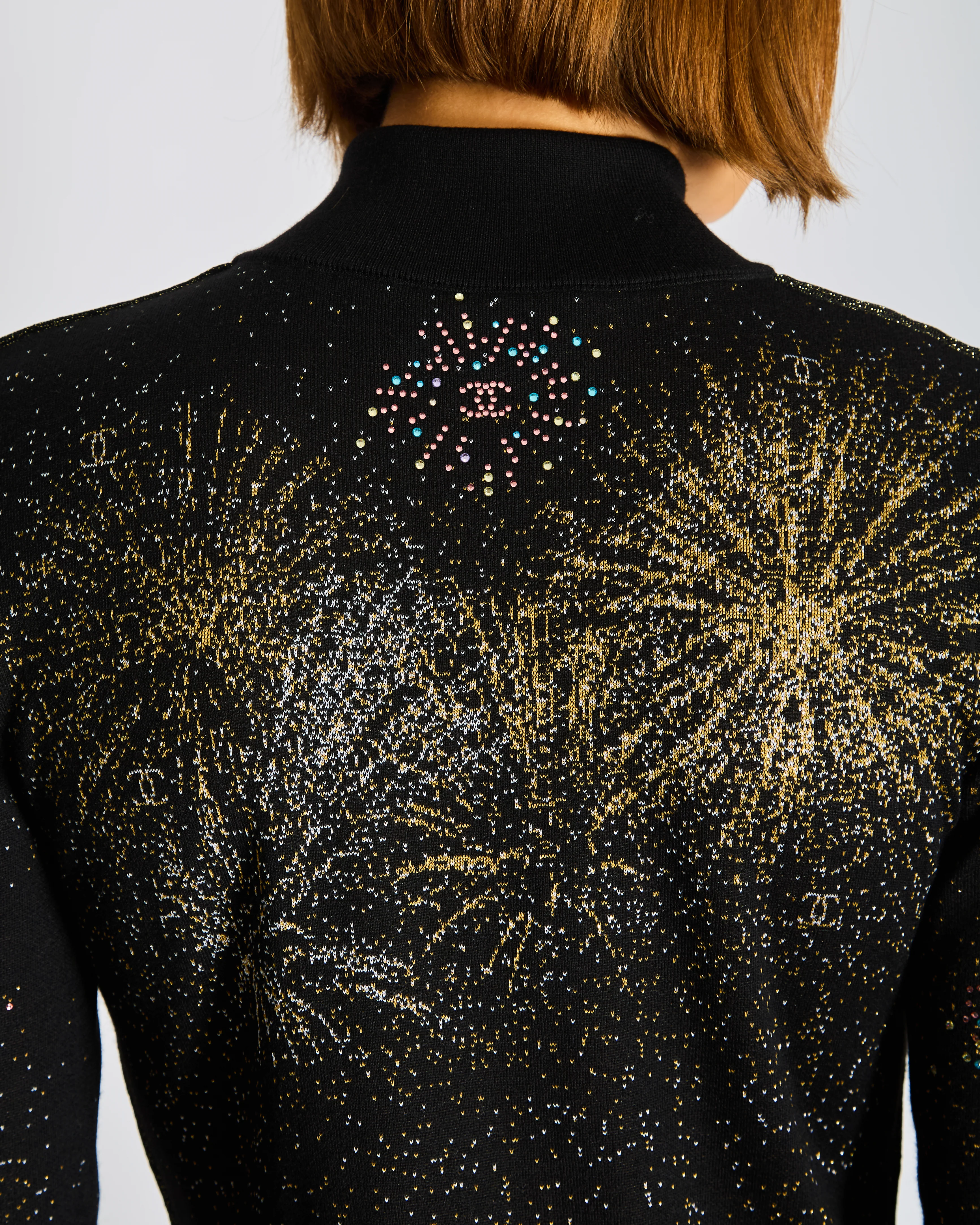 Chanel AW/26 Black Fireworks Embellished Long Sleeve Dress with Zipper and CC Buttons Detailing FR 38 (UK 10) - Image 2