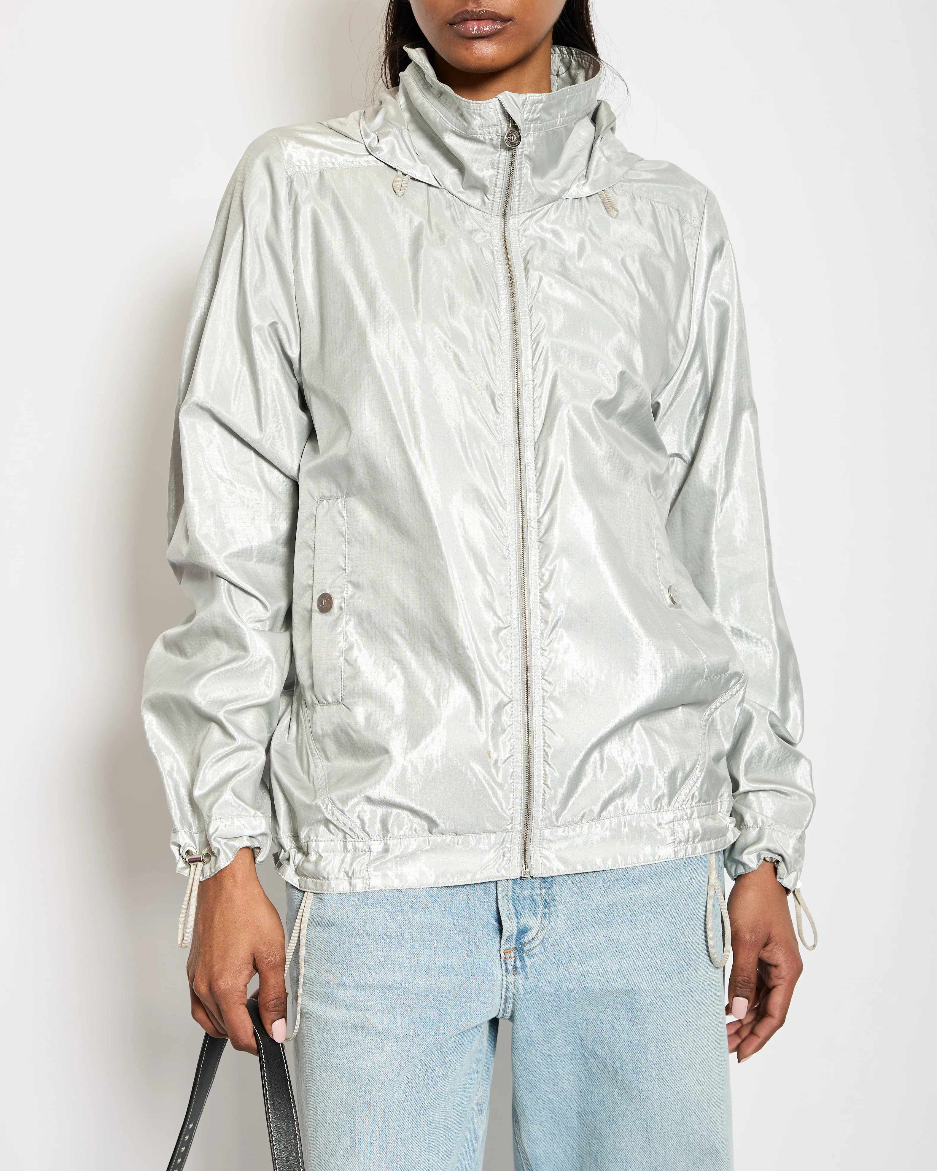 Chanel 16/S Silver Metallic Anorak Jacket Size FR 38 (UK 10) - Image 2