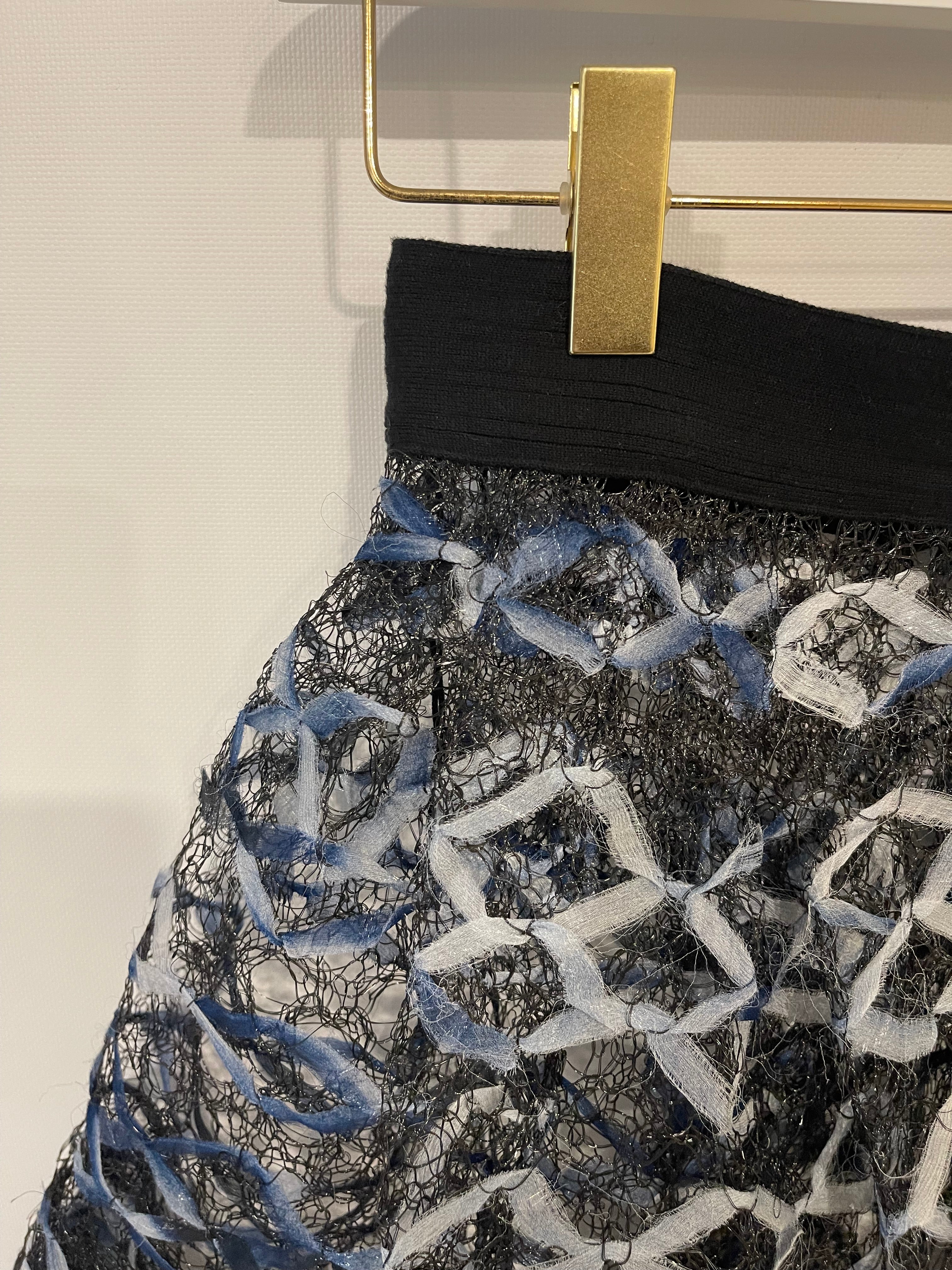 Chanel 18S Black, White and Blue Fishnet Mini Skirt and Jacket Set Size FR 34 (UK 6) RRP £6,850 - Image 21