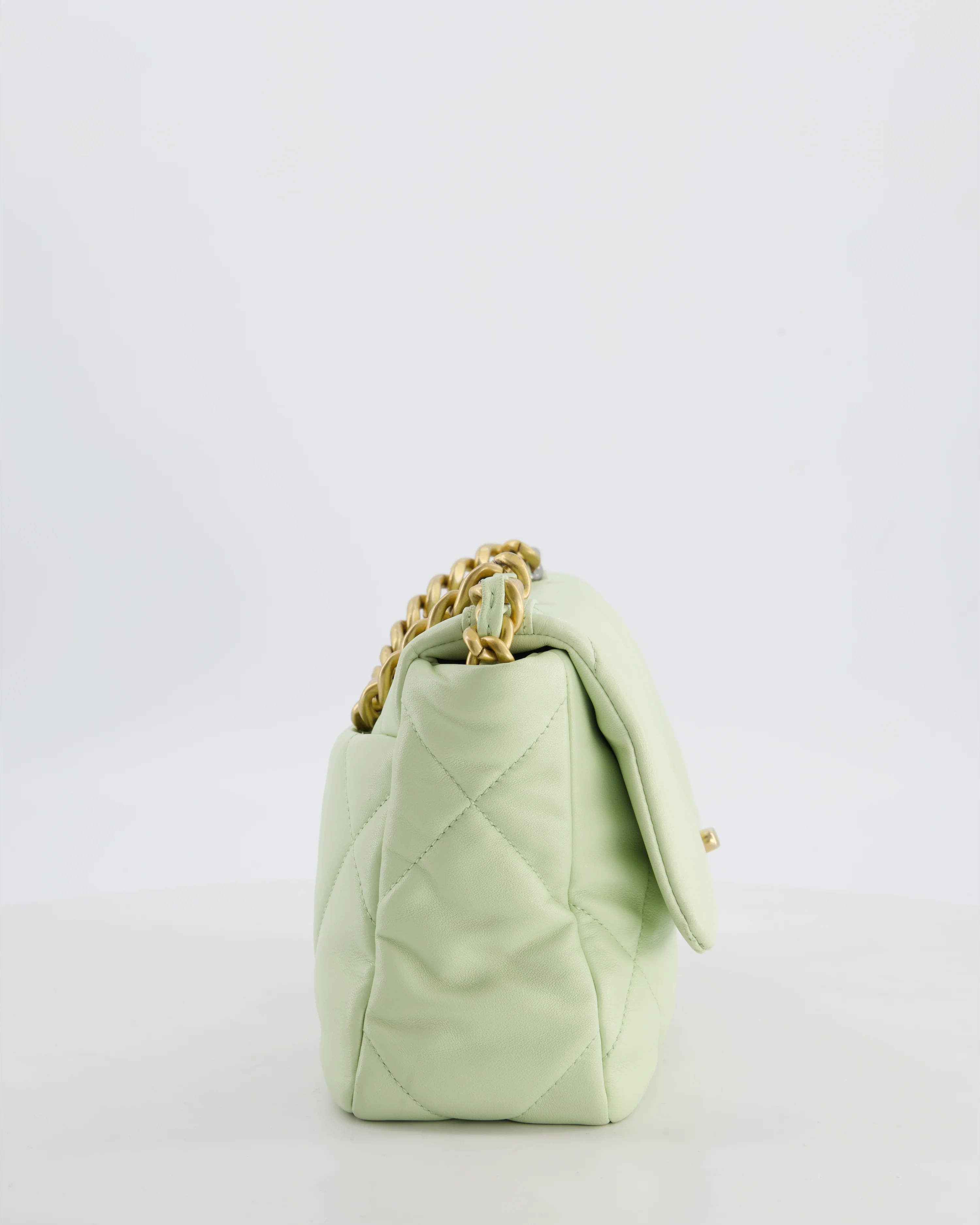 Chanel 19 Small Flap Bag in Pastel Pistachio Goatskin Leather with Tricolour Hardware - Image 4