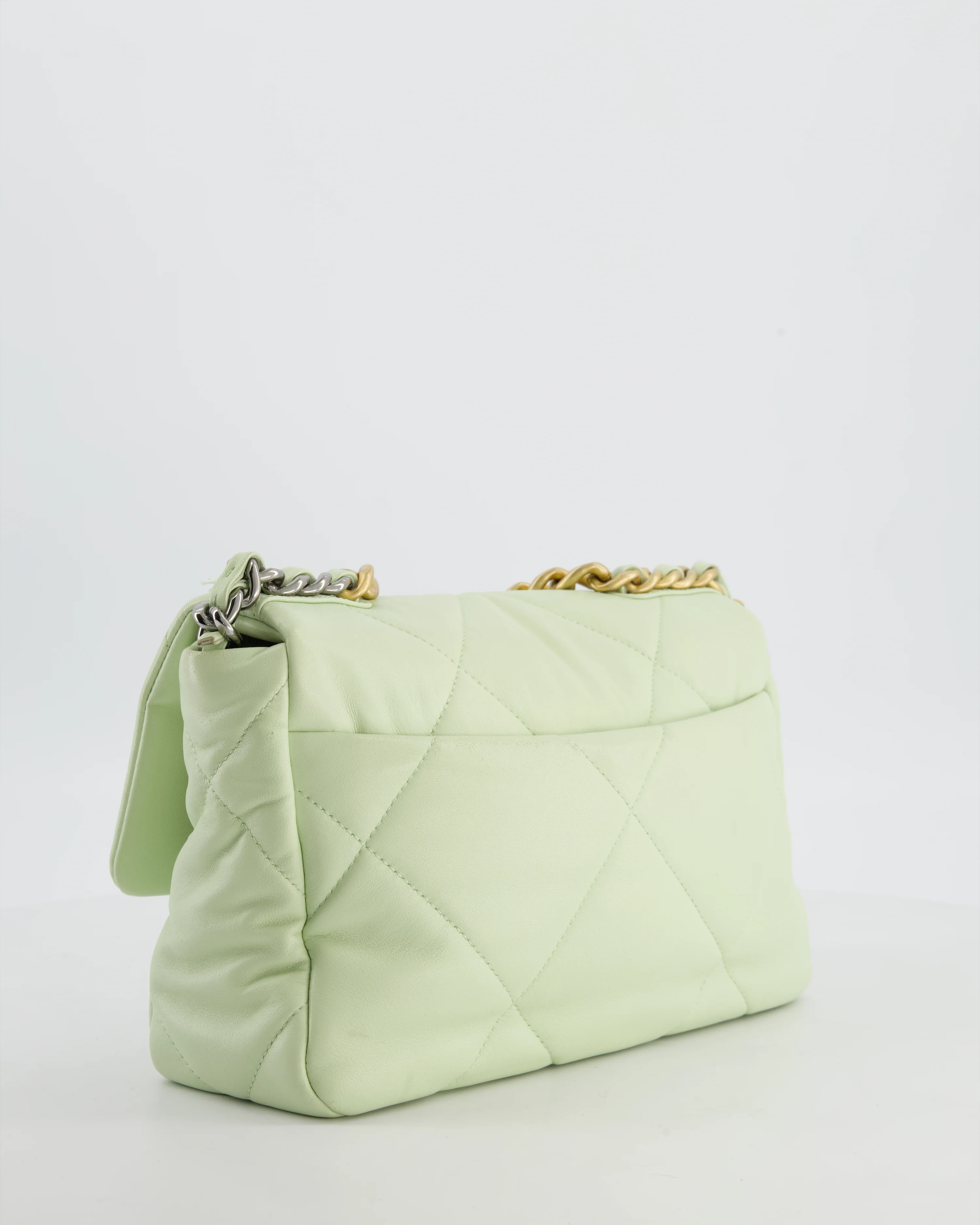 Chanel 19 Small Flap Bag in Pastel Pistachio Goatskin Leather with Tricolour Hardware - Image 7