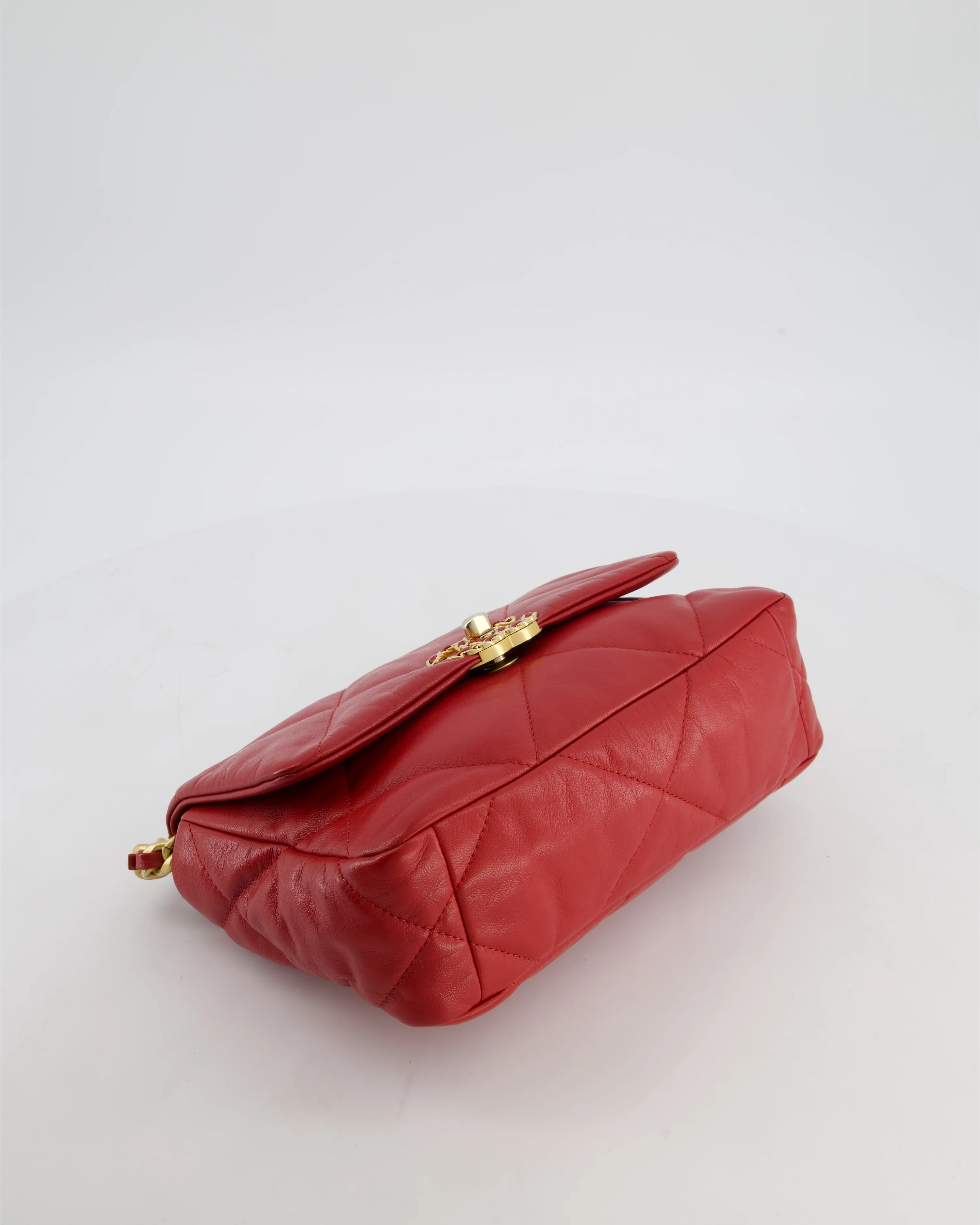 Chanel 19 Small Flap Bag in Deep Red Goatskin Leather with Mixed Hardware - Image 18
