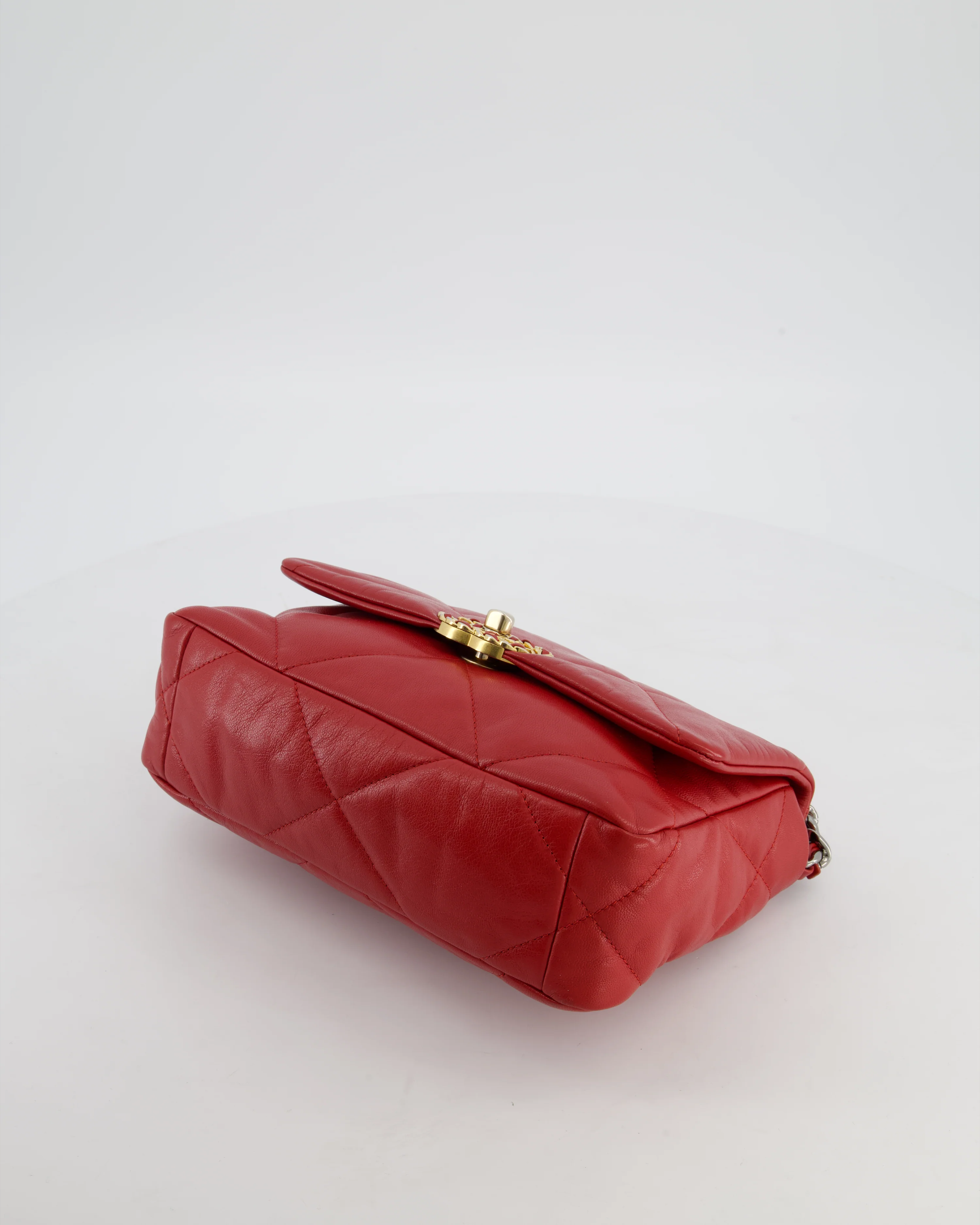 Chanel 19 Small Flap Bag in Deep Red Goatskin Leather with Mixed Hardware - Image 19