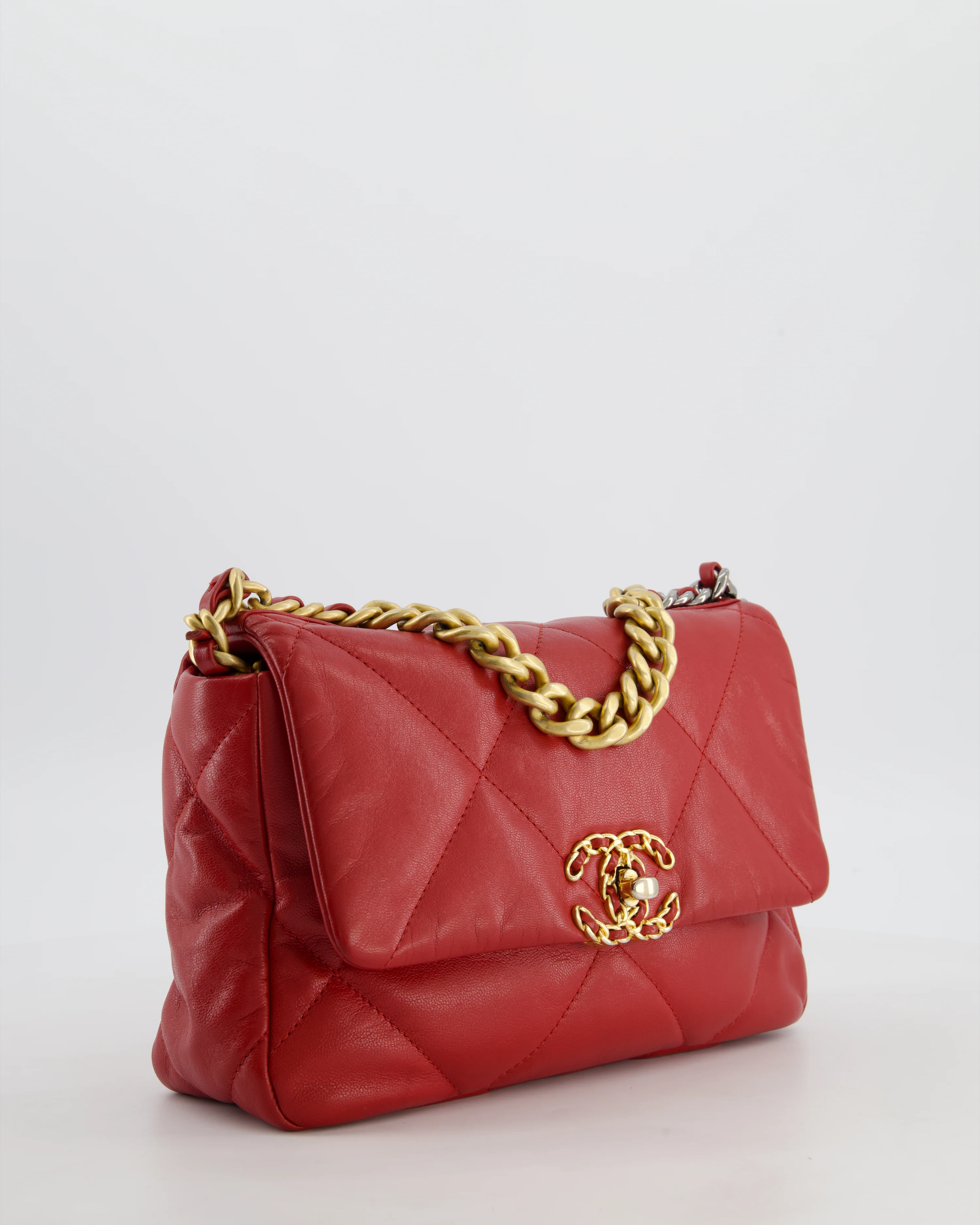 Chanel 19 Small Flap Bag in Deep Red Goatskin Leather with Mixed Hardware - Image 3
