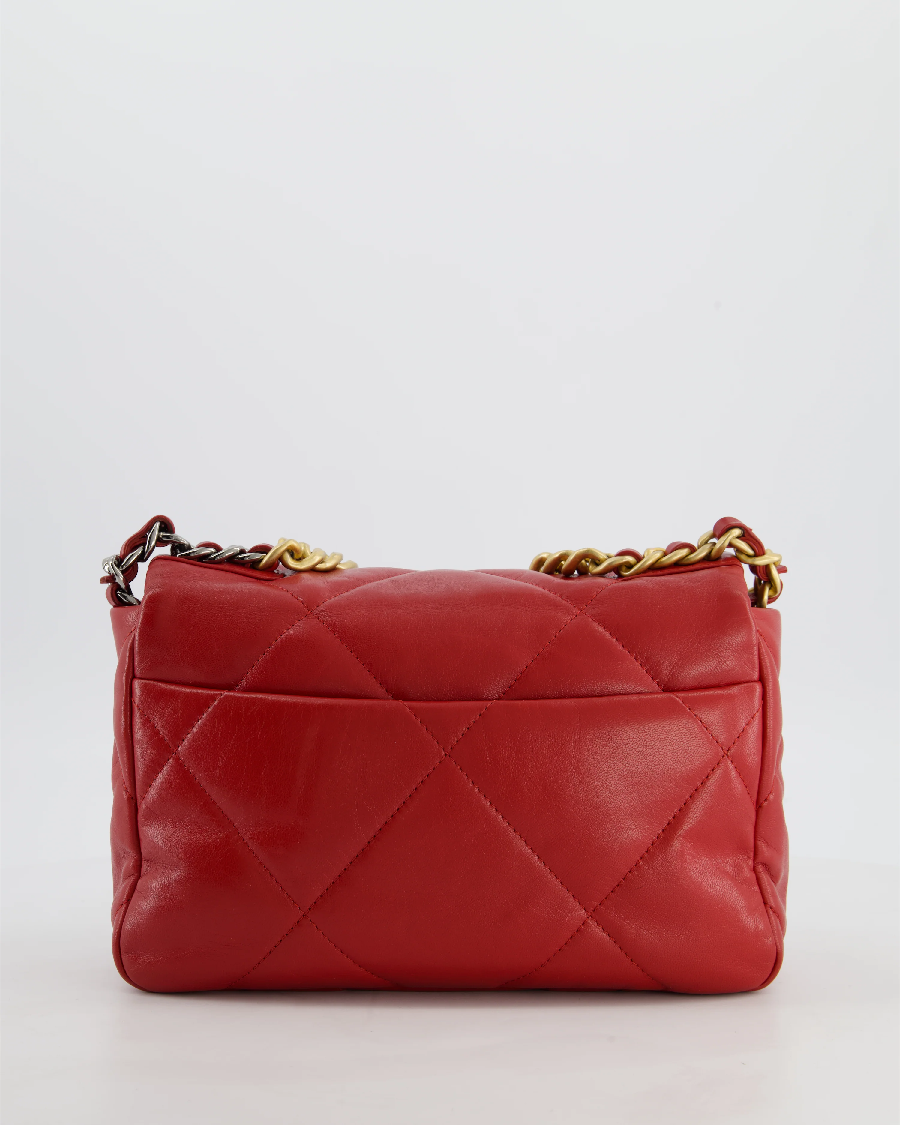 Chanel 19 Small Flap Bag in Deep Red Goatskin Leather with Mixed Hardware - Image 6