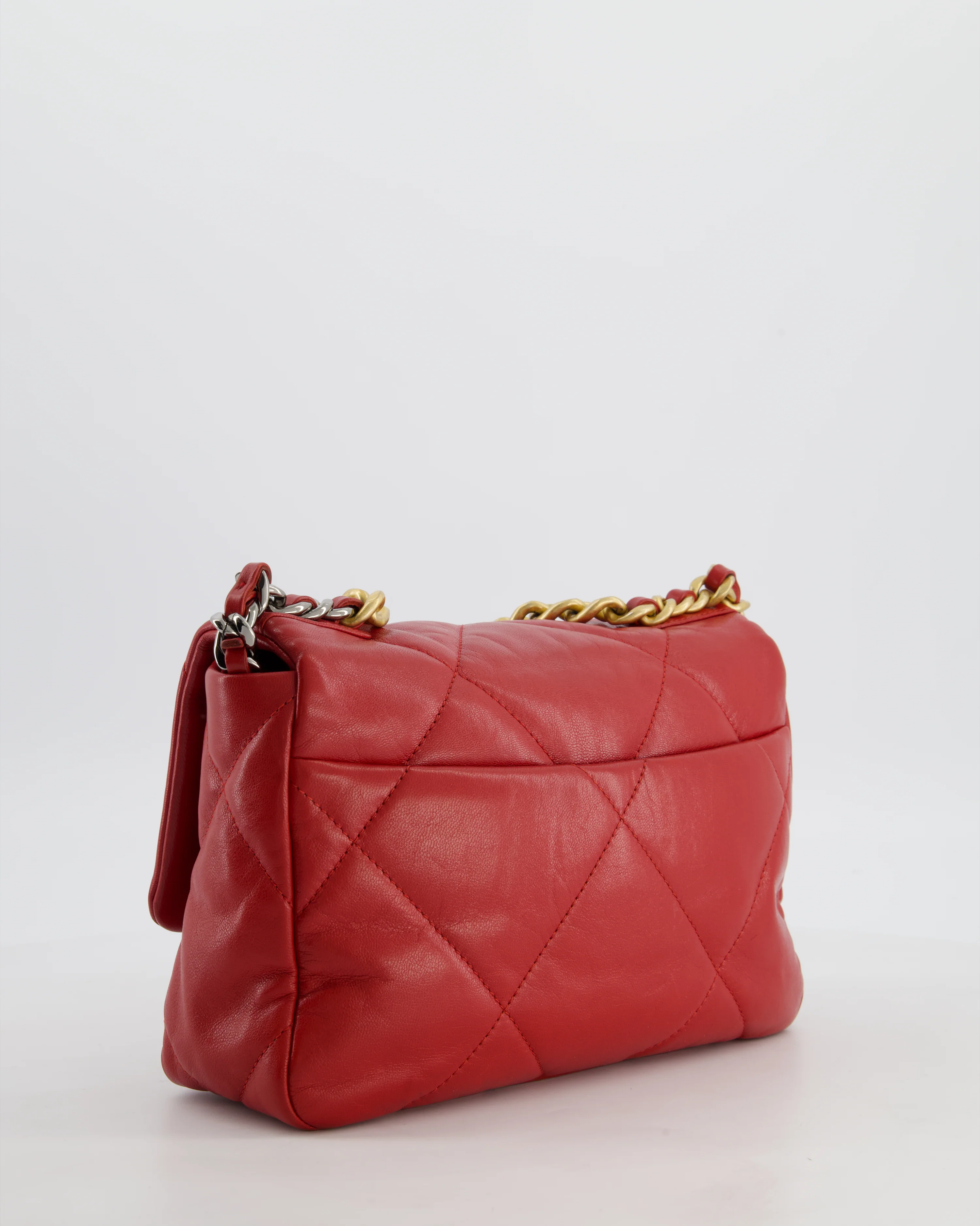 Chanel 19 Small Flap Bag in Deep Red Goatskin Leather with Mixed Hardware - Image 7