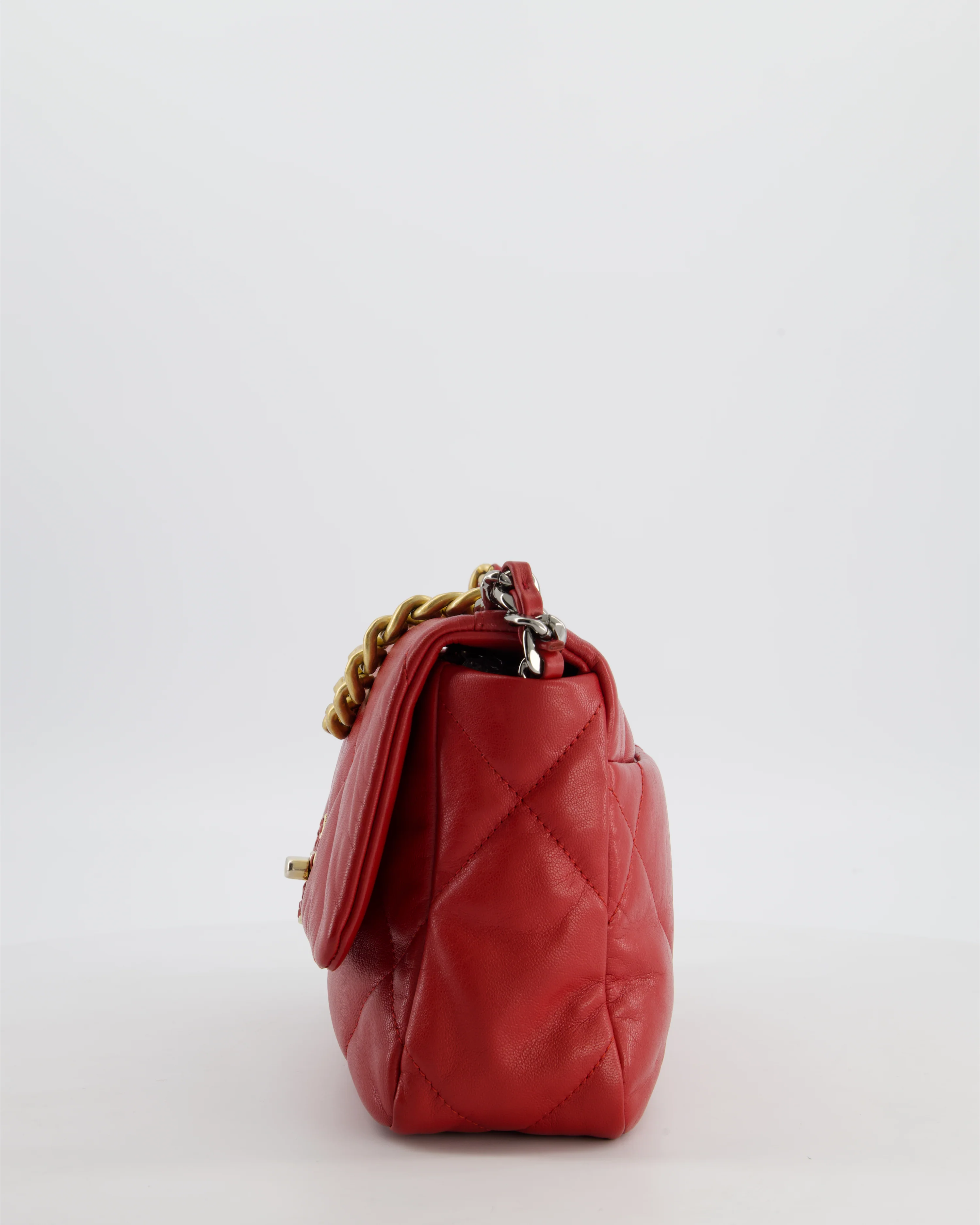 Chanel 19 Small Flap Bag in Deep Red Goatskin Leather with Mixed Hardware - Image 8