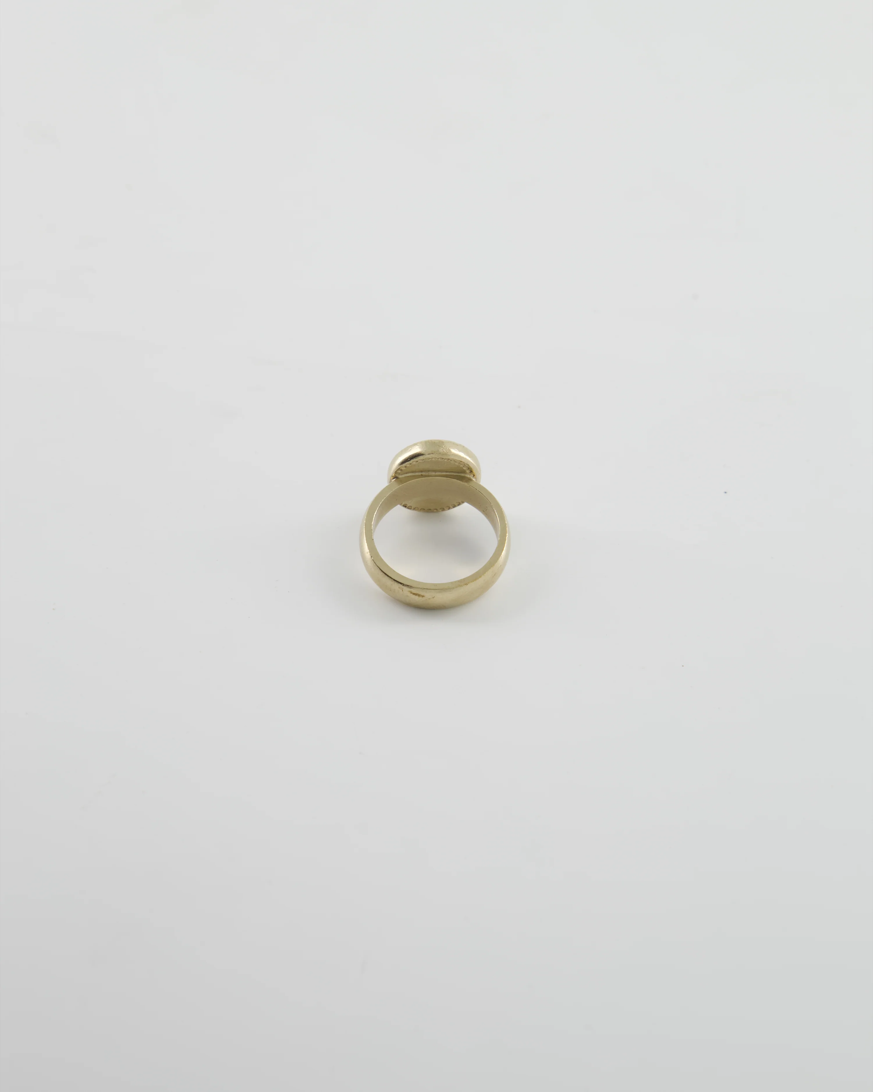 Chanel 19A Antique Champagne Gold Round Ring with Crystal CC Logo - Image 2