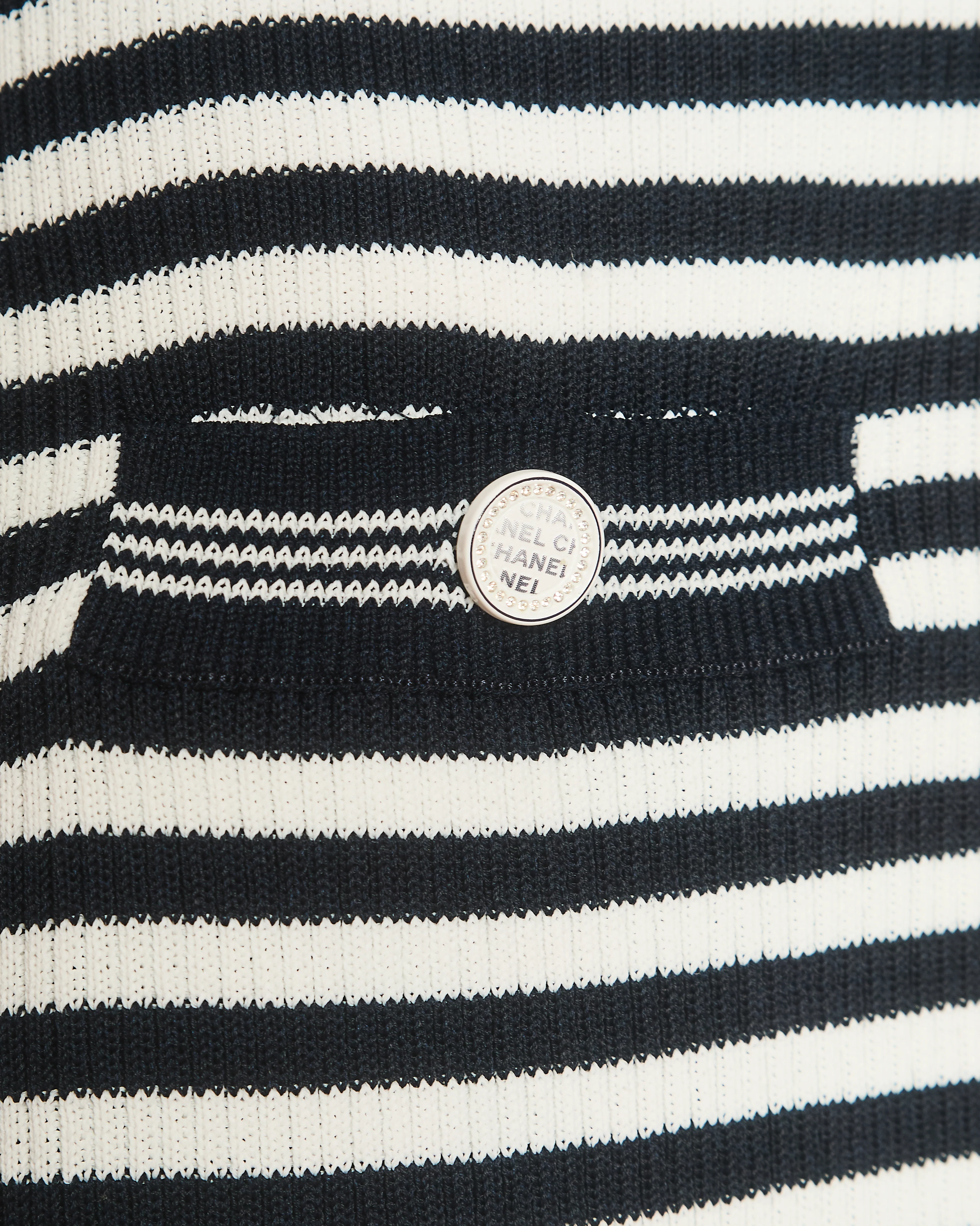 Chanel 2023 Black Backless Striped No5 Logo Short Sleeve Midi Dress with Pocket Detail Size FR 36 (UK 8) - Image 4