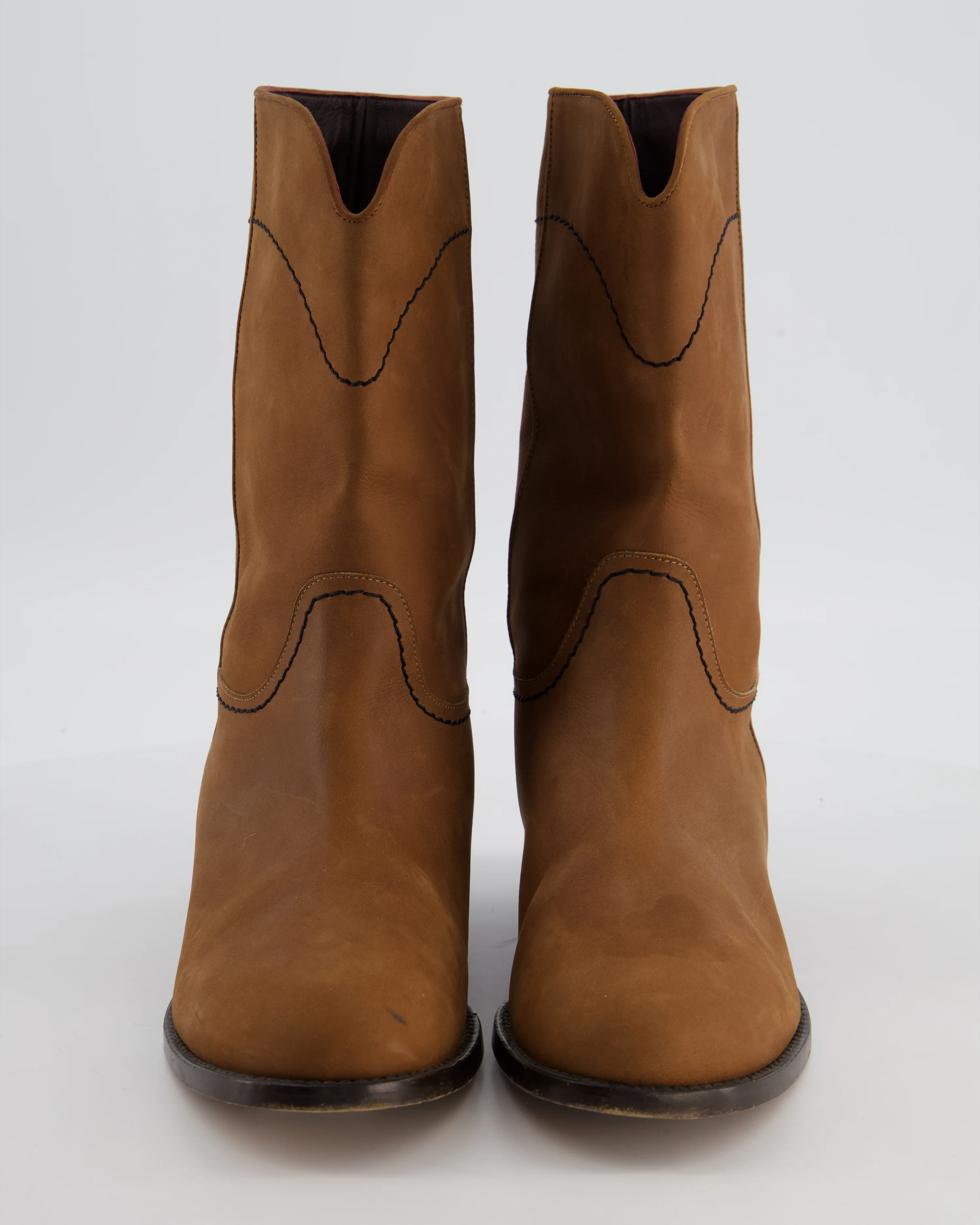 Chanel 21A Brown Ankle Boots in Suede & Leather with CC Logo Size EU 38.5 - Image 4