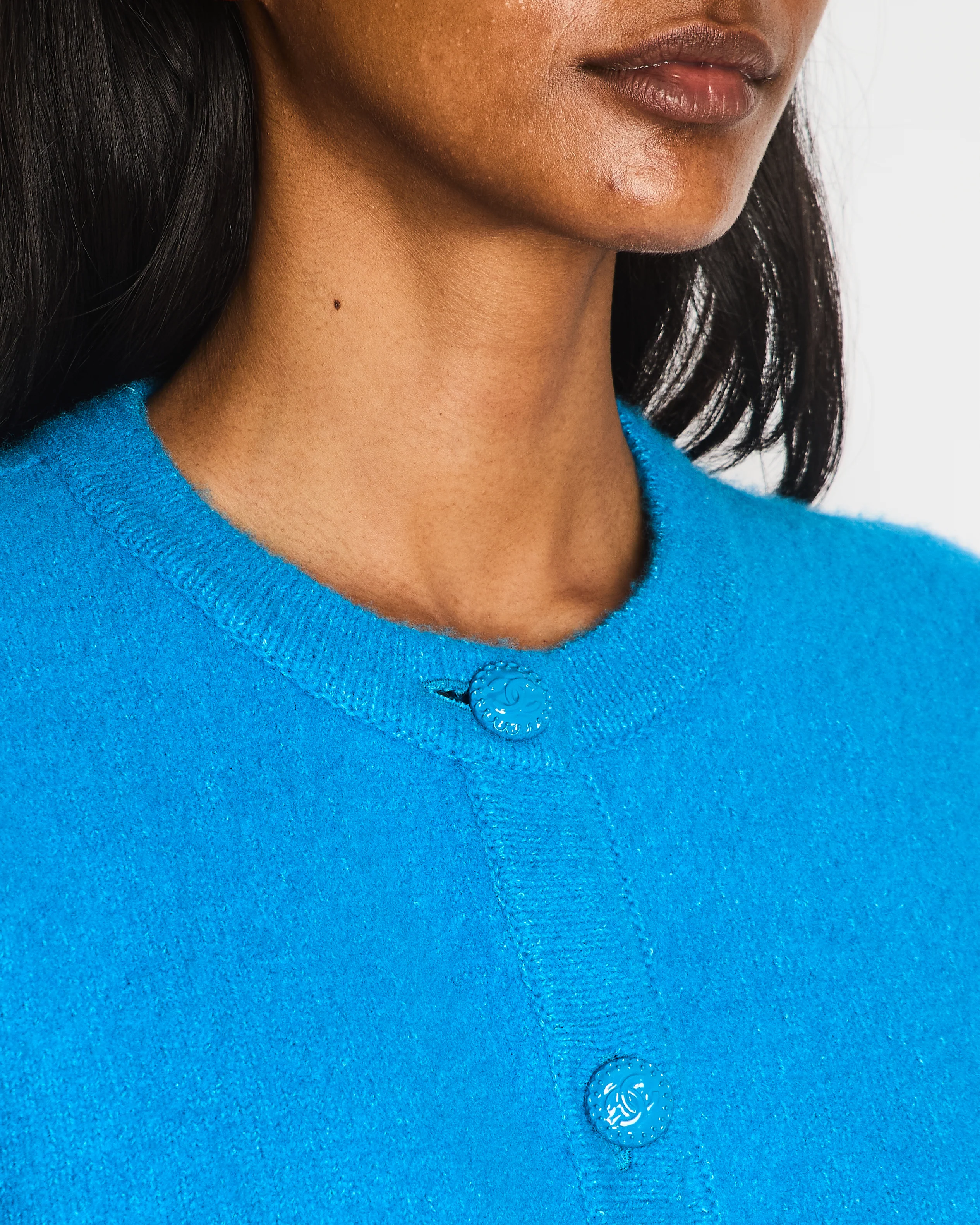 Chanel 22/B Blue Round Neck Button Down Cardigan with CC Button Detail FR 40 (UK 12) - Image 2