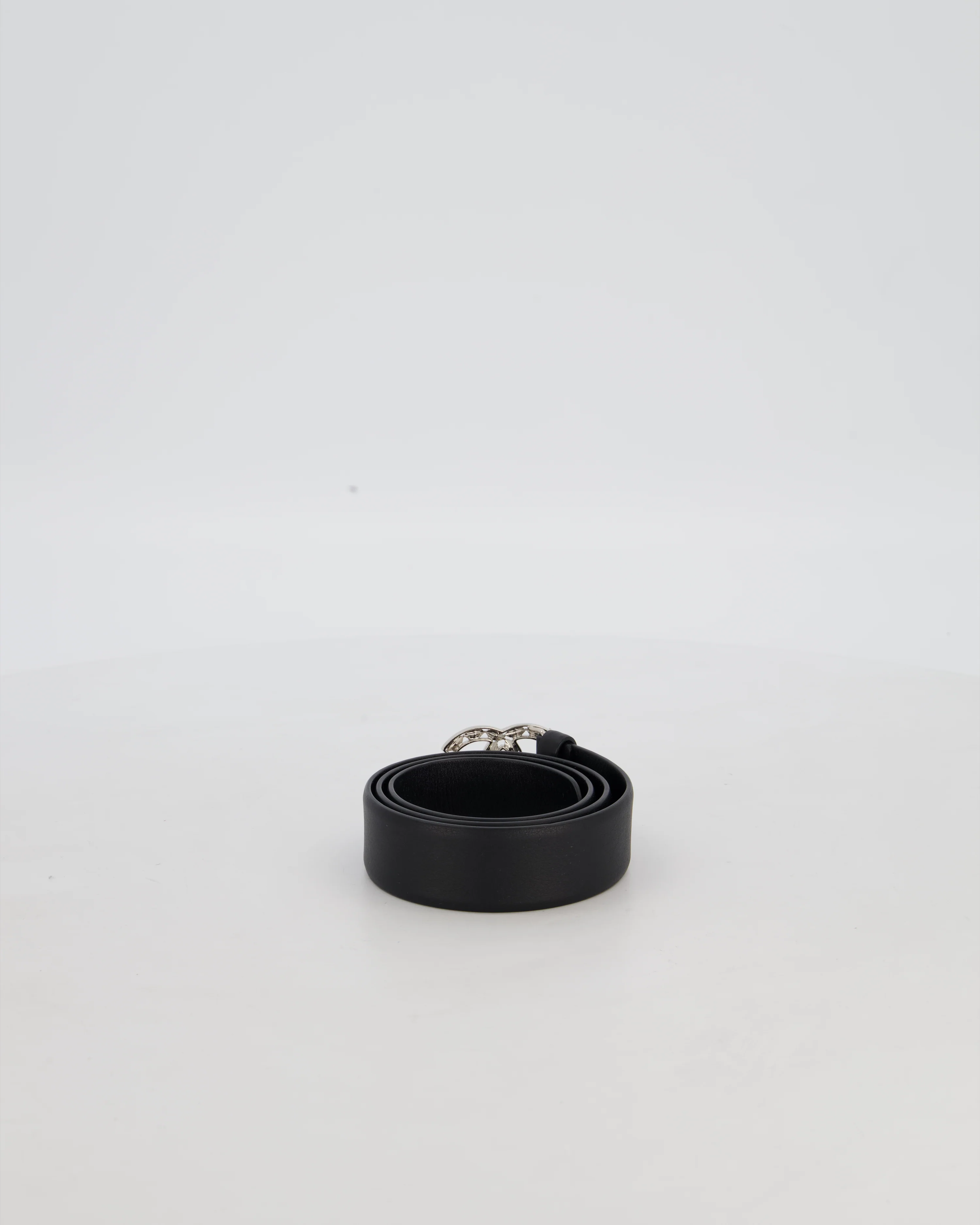 Chanel 22/B Silver Ruched Belt with Diamante CC Logo Detail Size 80cm - Image 2