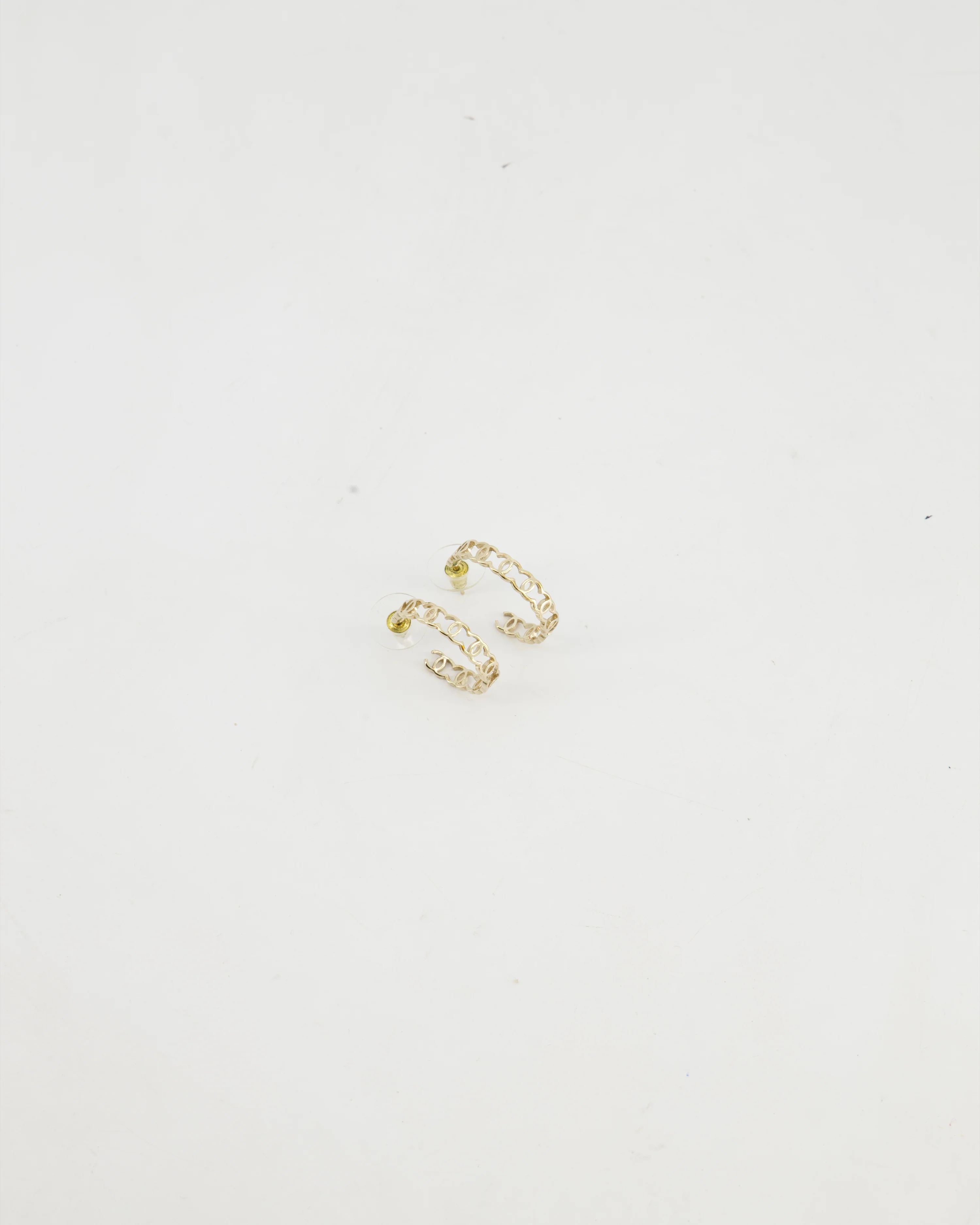Chanel 22B Gold CC Logo Hoop Earrings