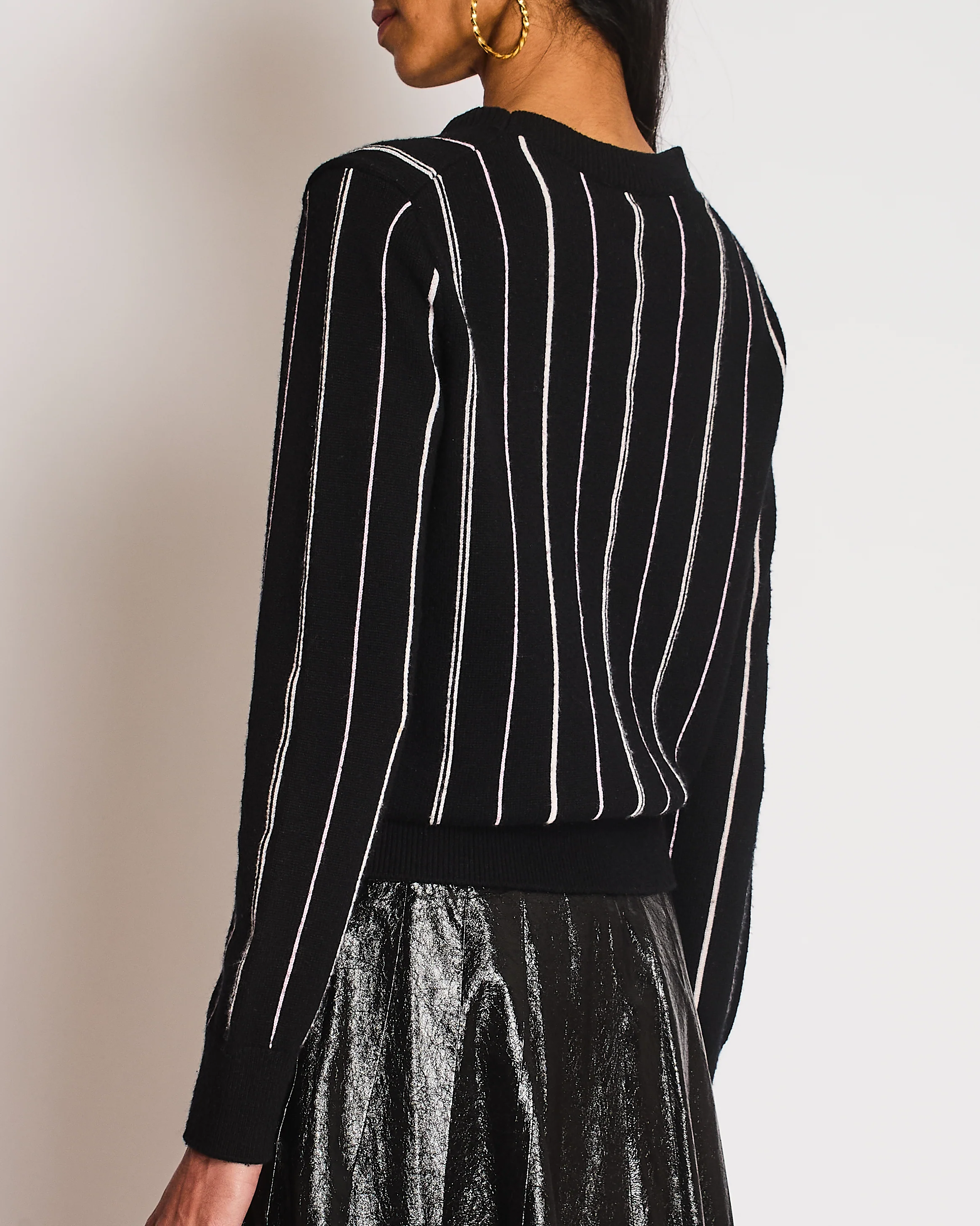 Chanel 23/P Black Striped CC Long Sleeve Jumper Size FR 36 (UK 8) - Image 5