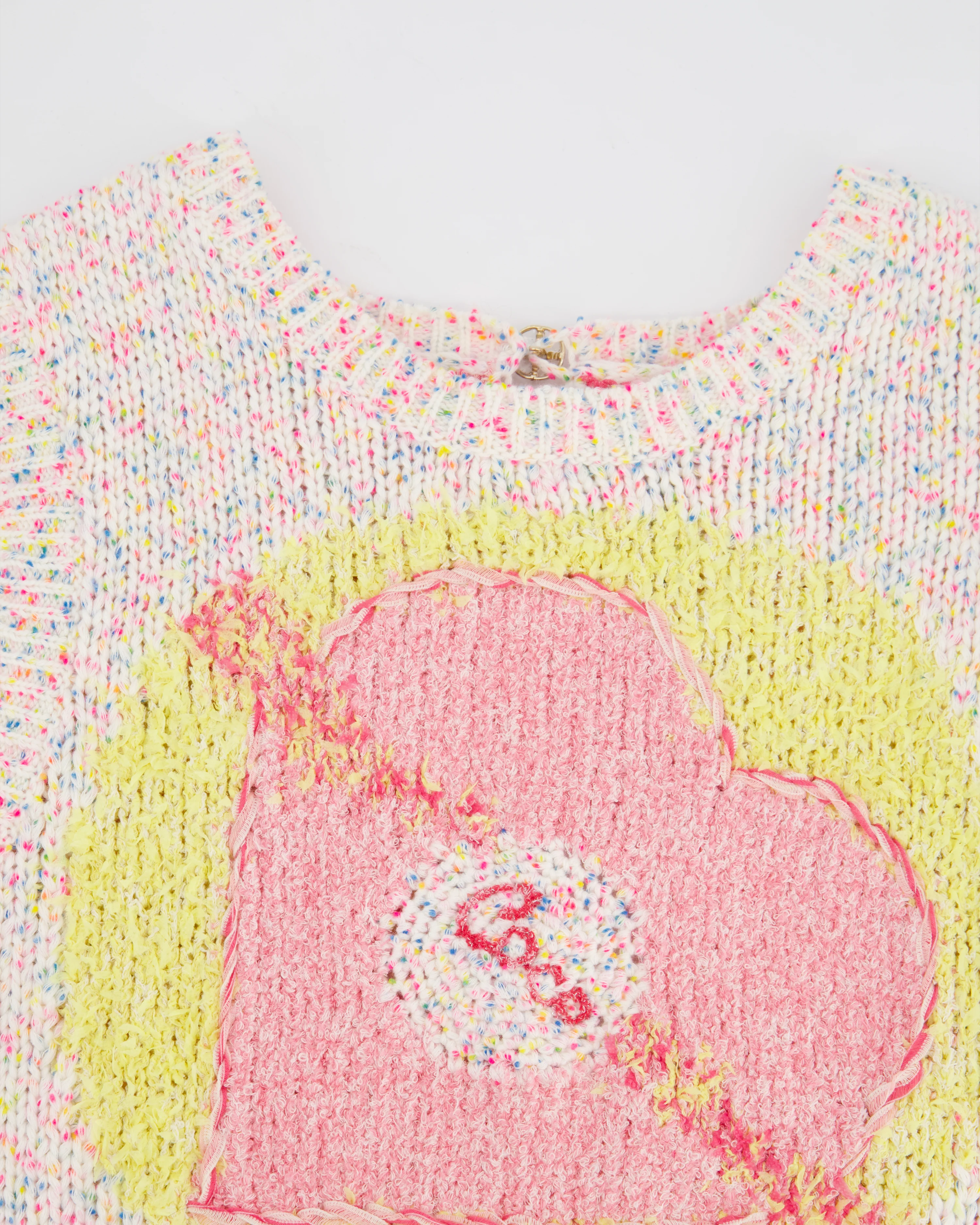 Chanel 24C Resort Pastel Pink & Yellow Sleeveless Knit Jumper and Shorts Set with Cupid Heart "Coco" Detail Top Size FR 34 (UK 6) - Image 10