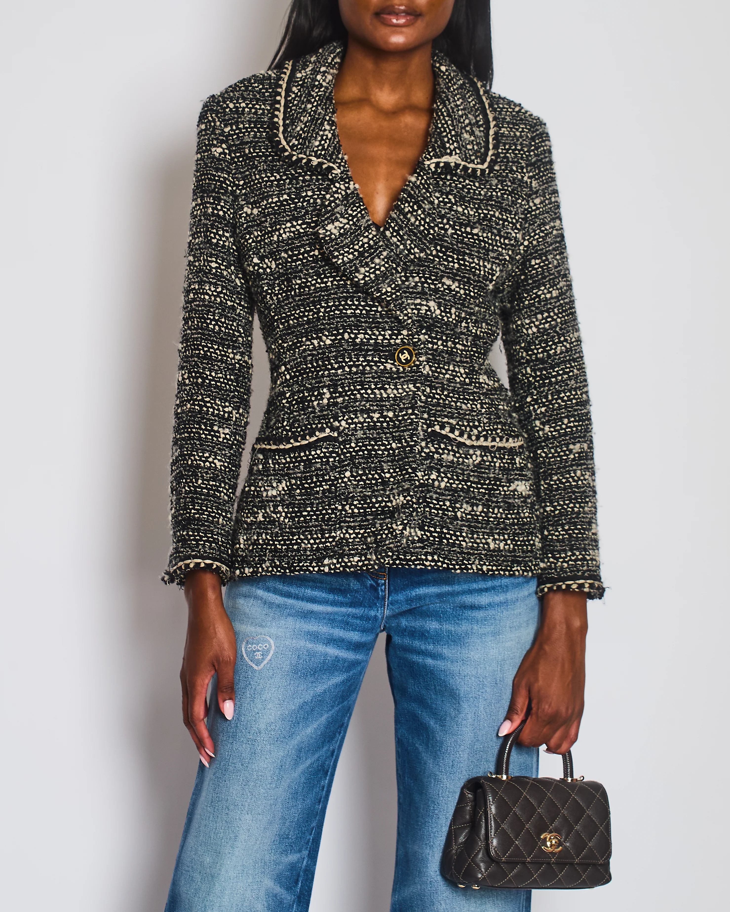 Chanel 94A Single Breasted Wool Jacket with CC Button Detail Size FR 38 (UK 10) - Image 2