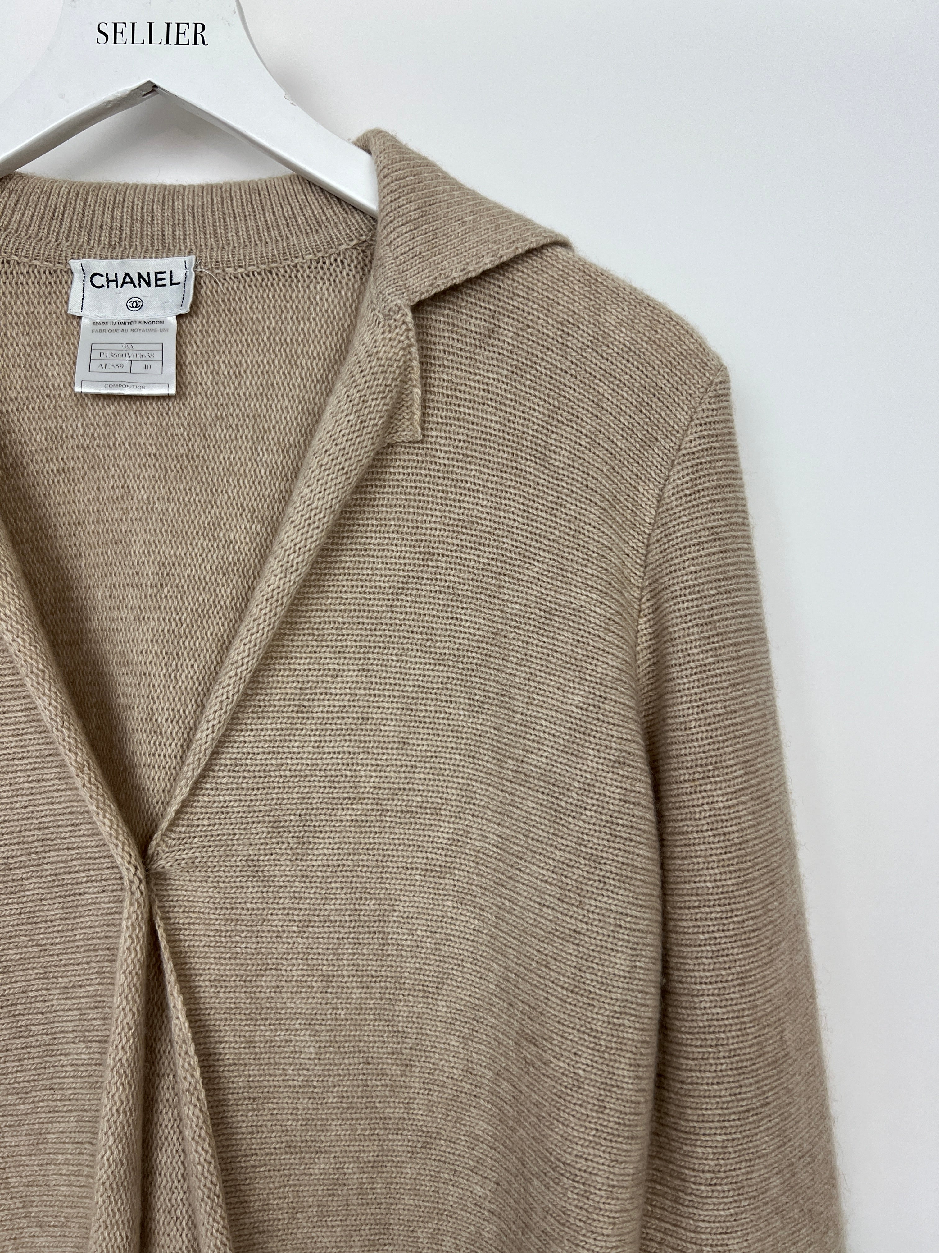 Chanel 99/A Beige Cashmere Long Sleeve Cardigan Size FR 40 (UK 12) - Image 13
