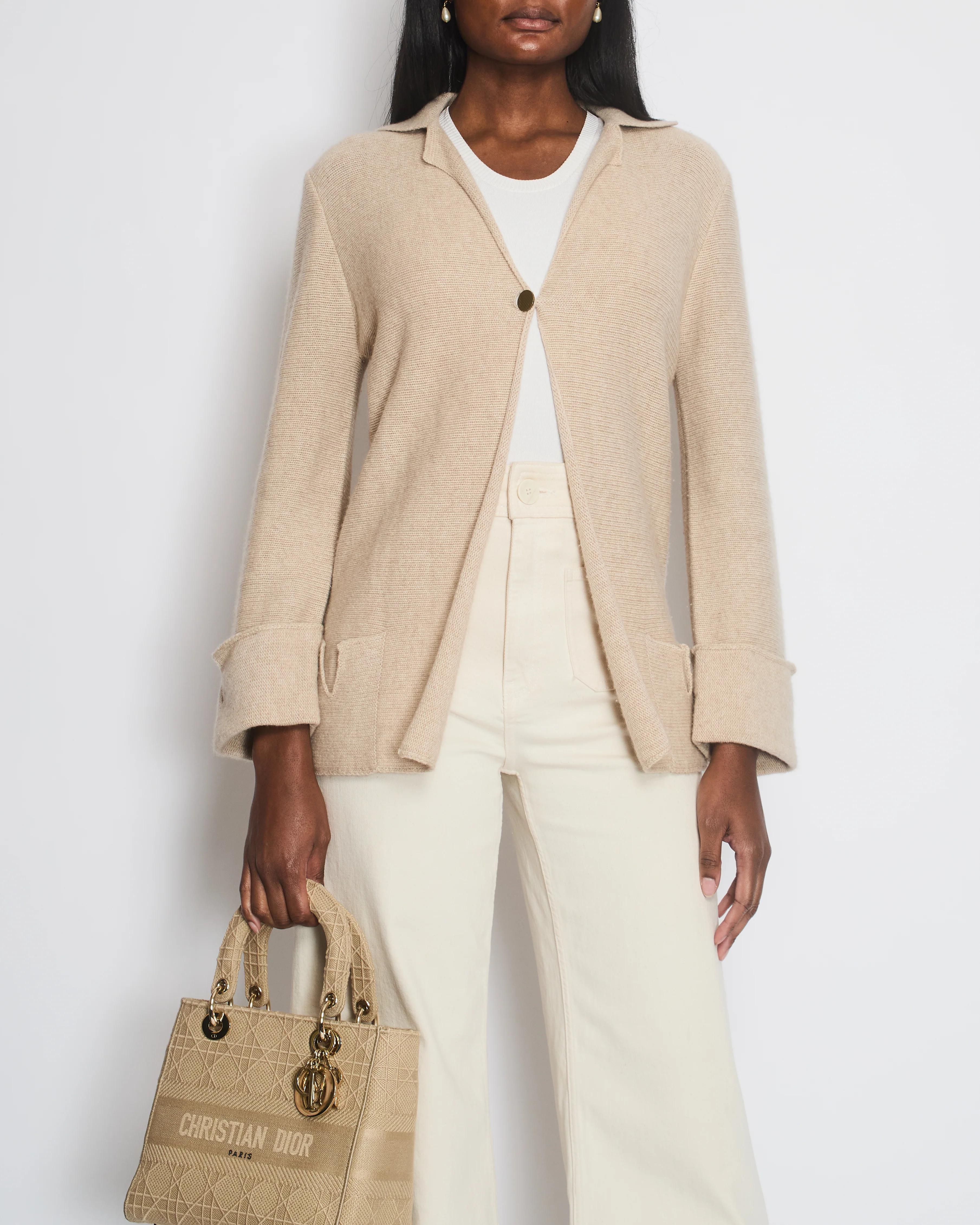 Chanel 99/A Beige Cashmere Long Sleeve Cardigan Size FR 40 (UK 12) - Image 3