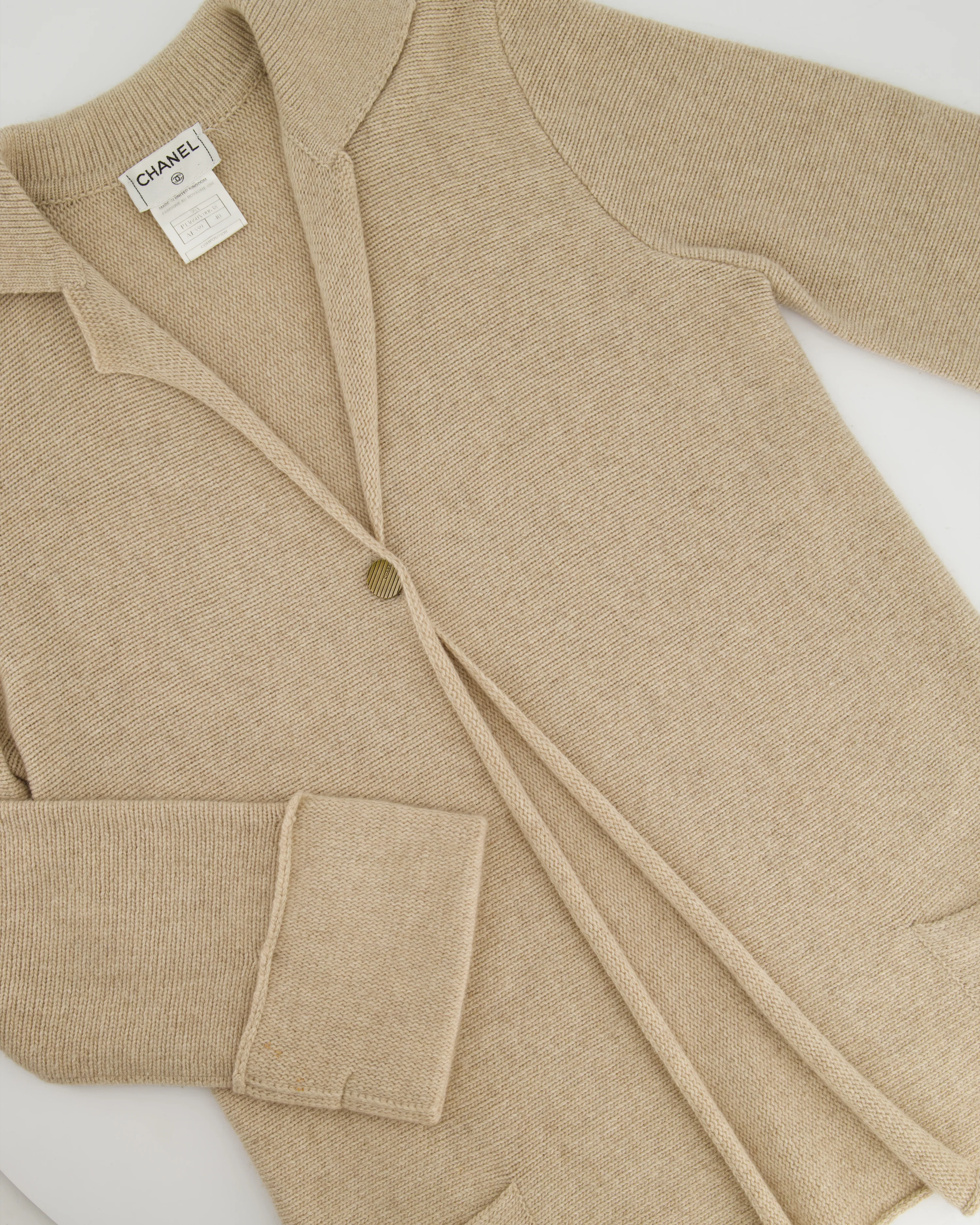 Chanel 99/A Beige Cashmere Long Sleeve Cardigan Size FR 40 (UK 12) - Image 8