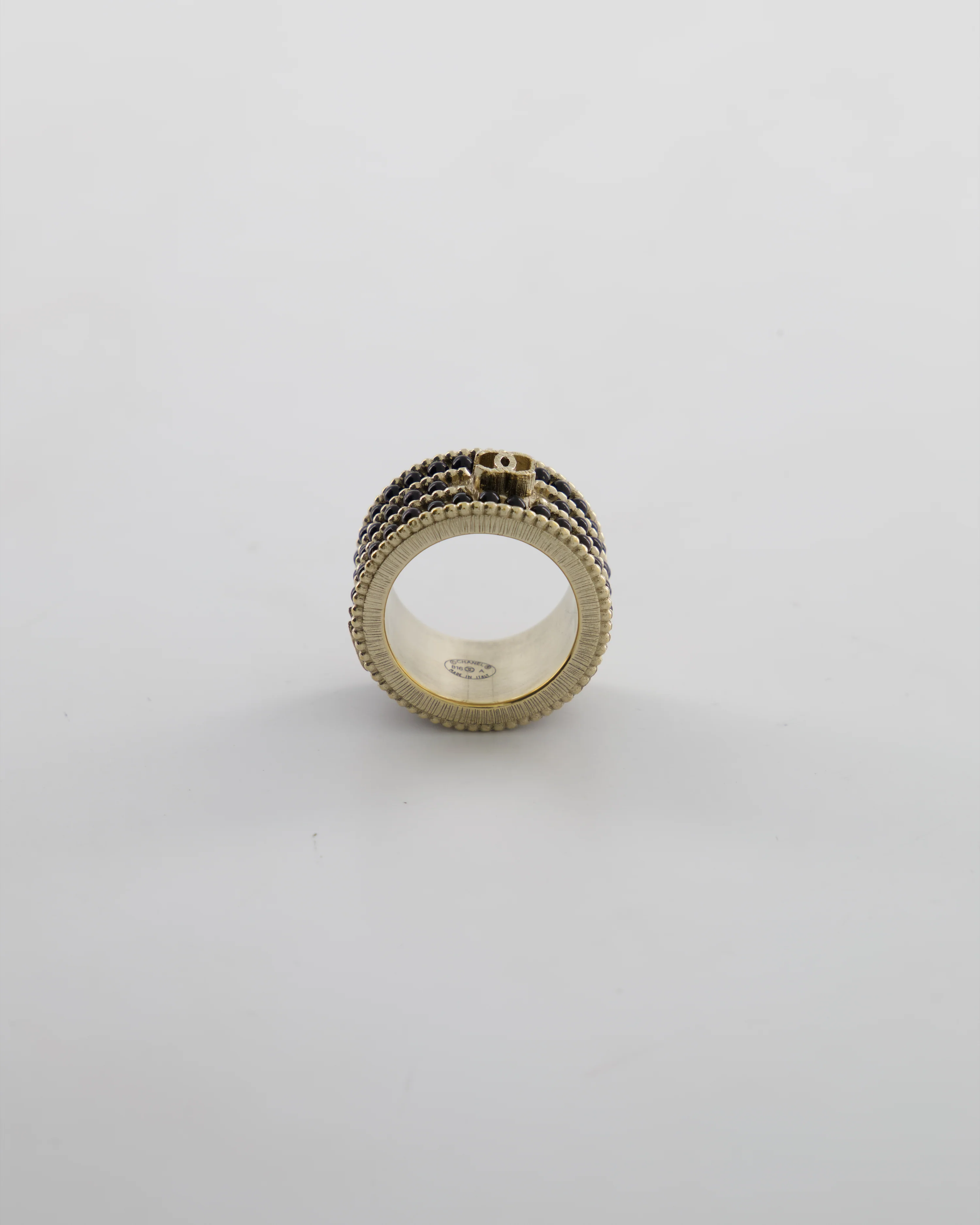 Chanel A/16 Black CC 3 Tiered Beaded Ring - Image 6