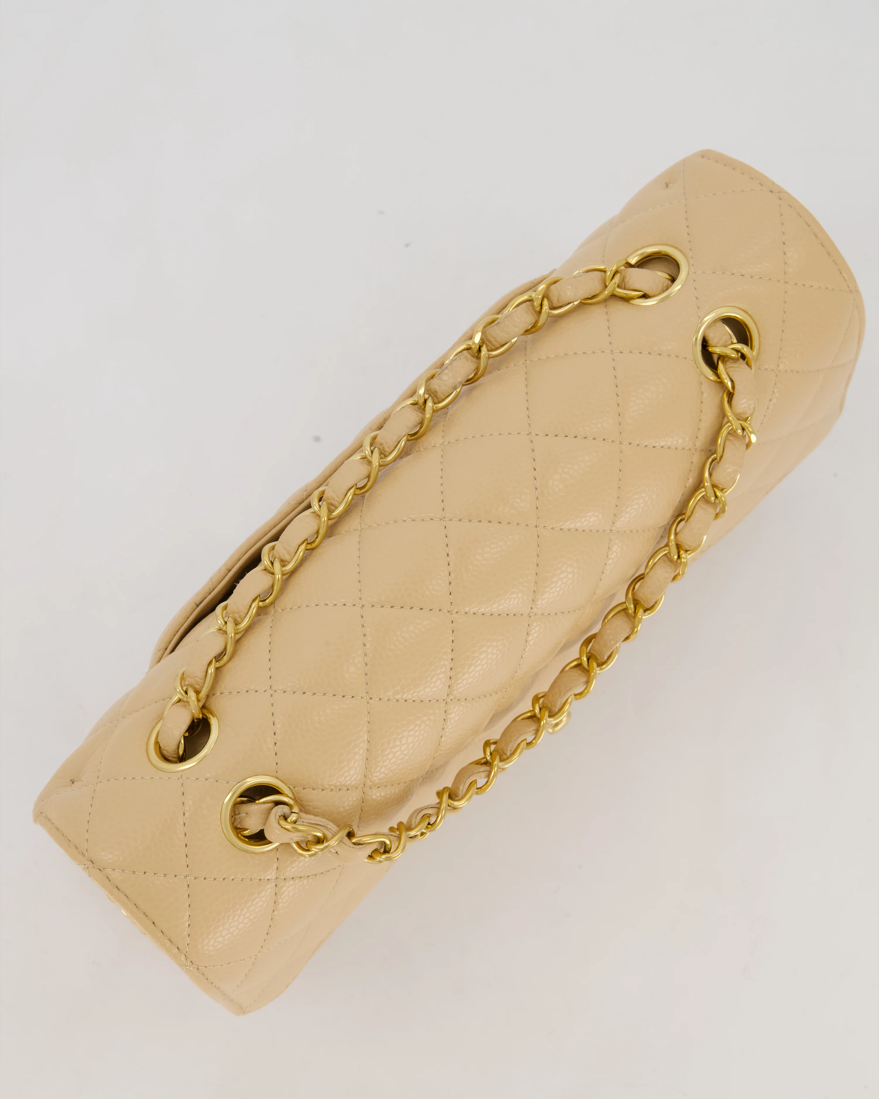 Chanel Medium Classic Double Flap Bag in Beige Clair Caviar Leather with Gold Hardware - Image 16