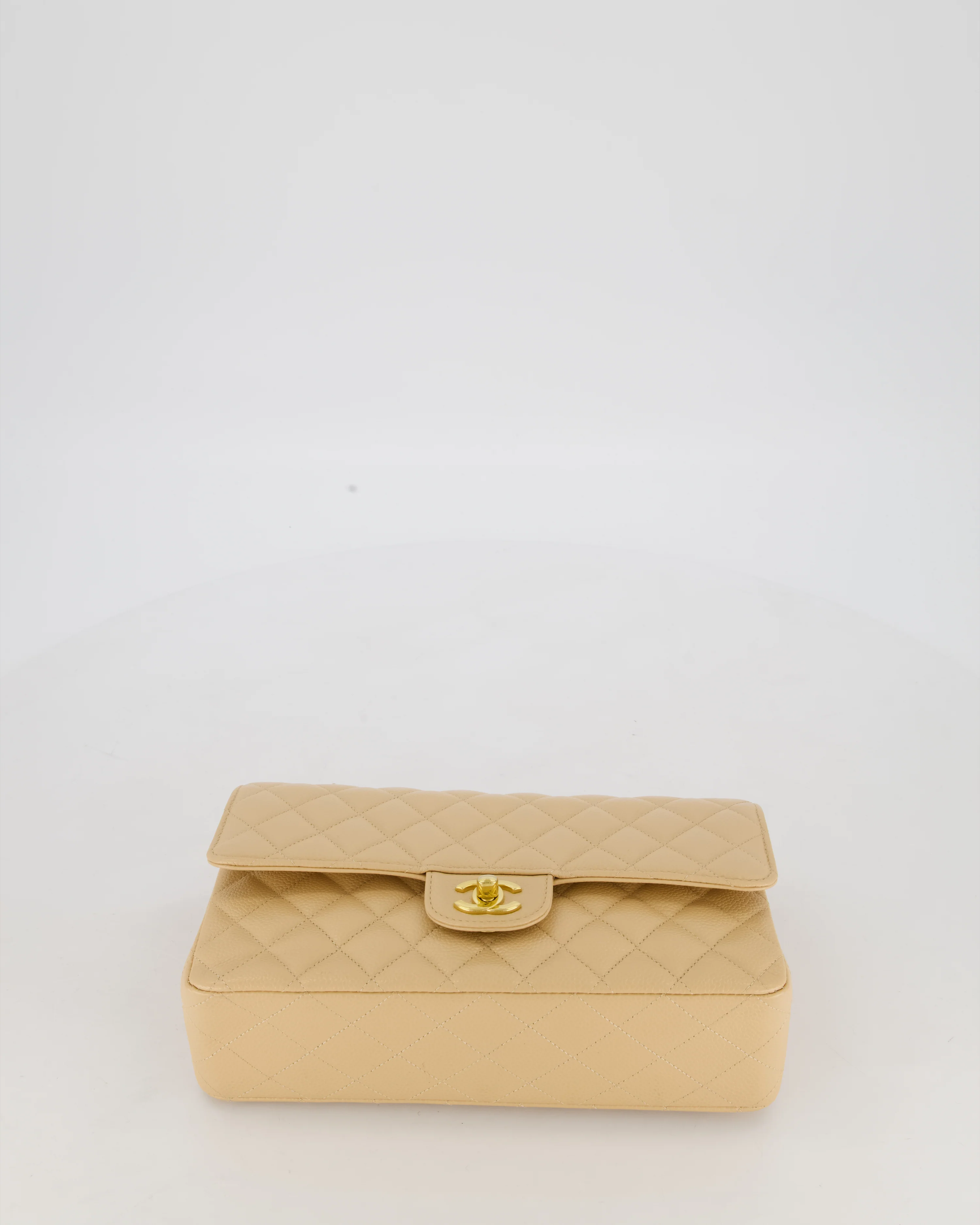 Chanel Medium Classic Double Flap Bag in Beige Clair Caviar Leather with Gold Hardware - Image 19