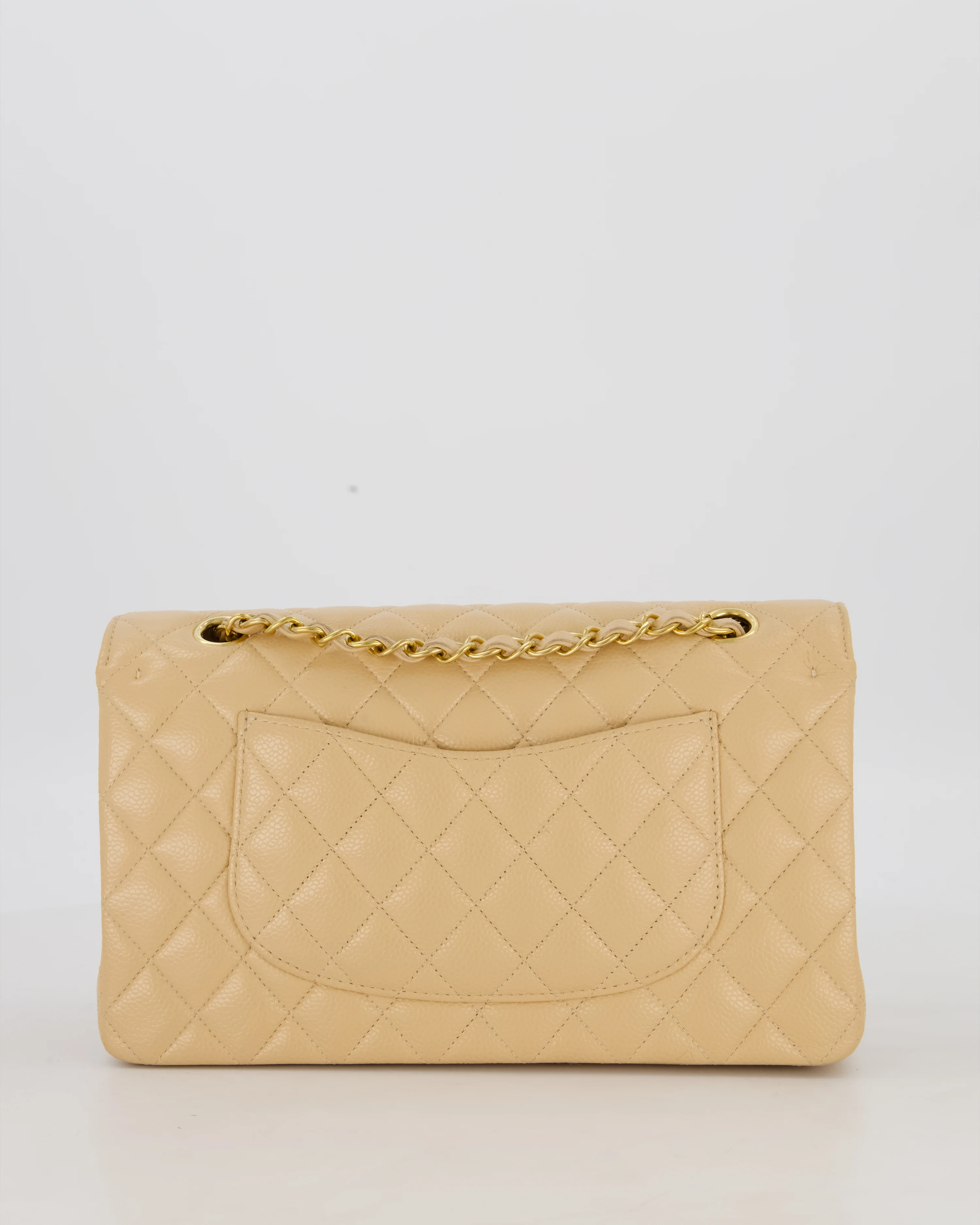 Chanel Medium Classic Double Flap Bag in Beige Clair Caviar Leather with Gold Hardware - Image 7