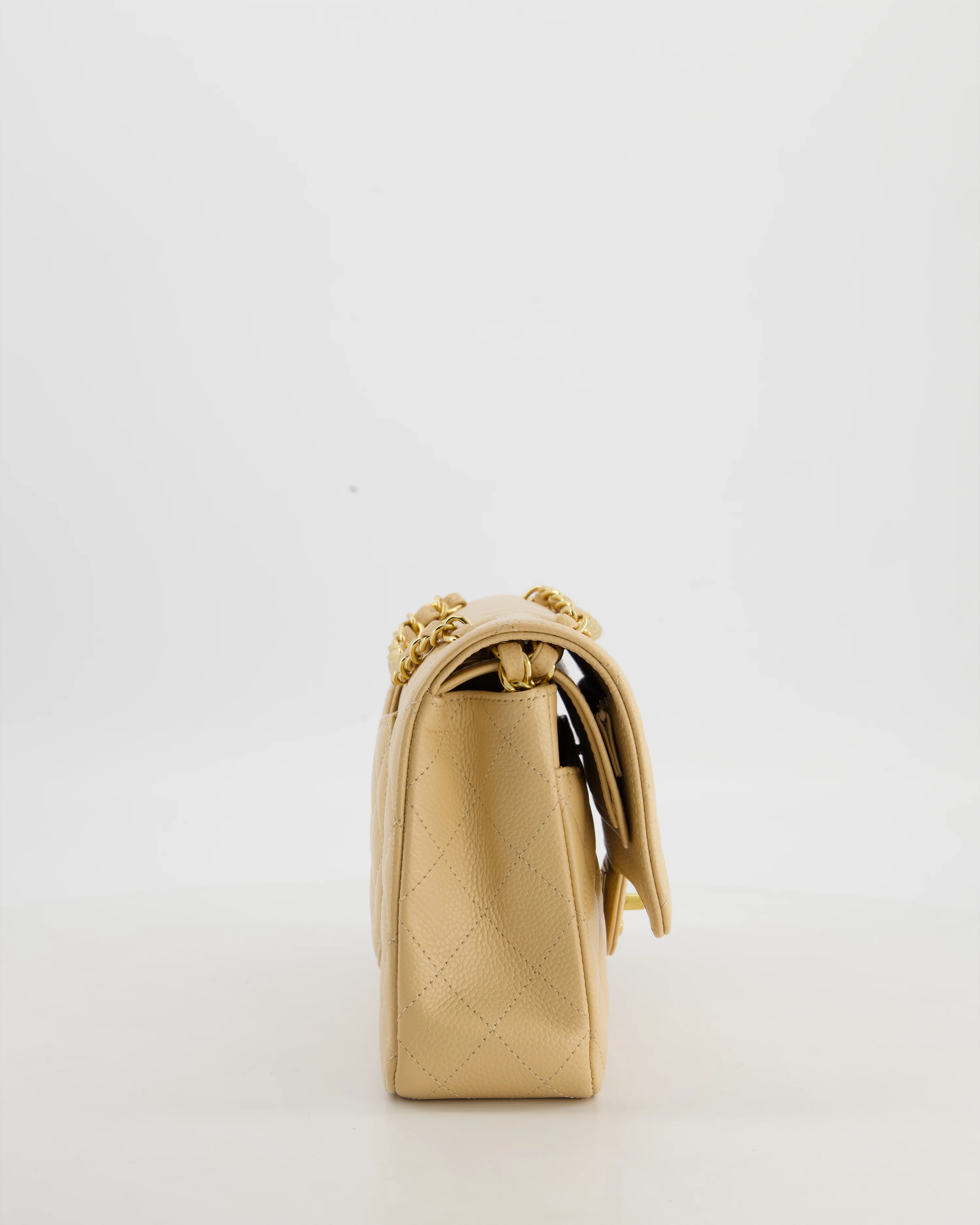 Chanel Beige Medium Classic Double Flap Bag in Caviar Leather with Gold Hardware - Image 6