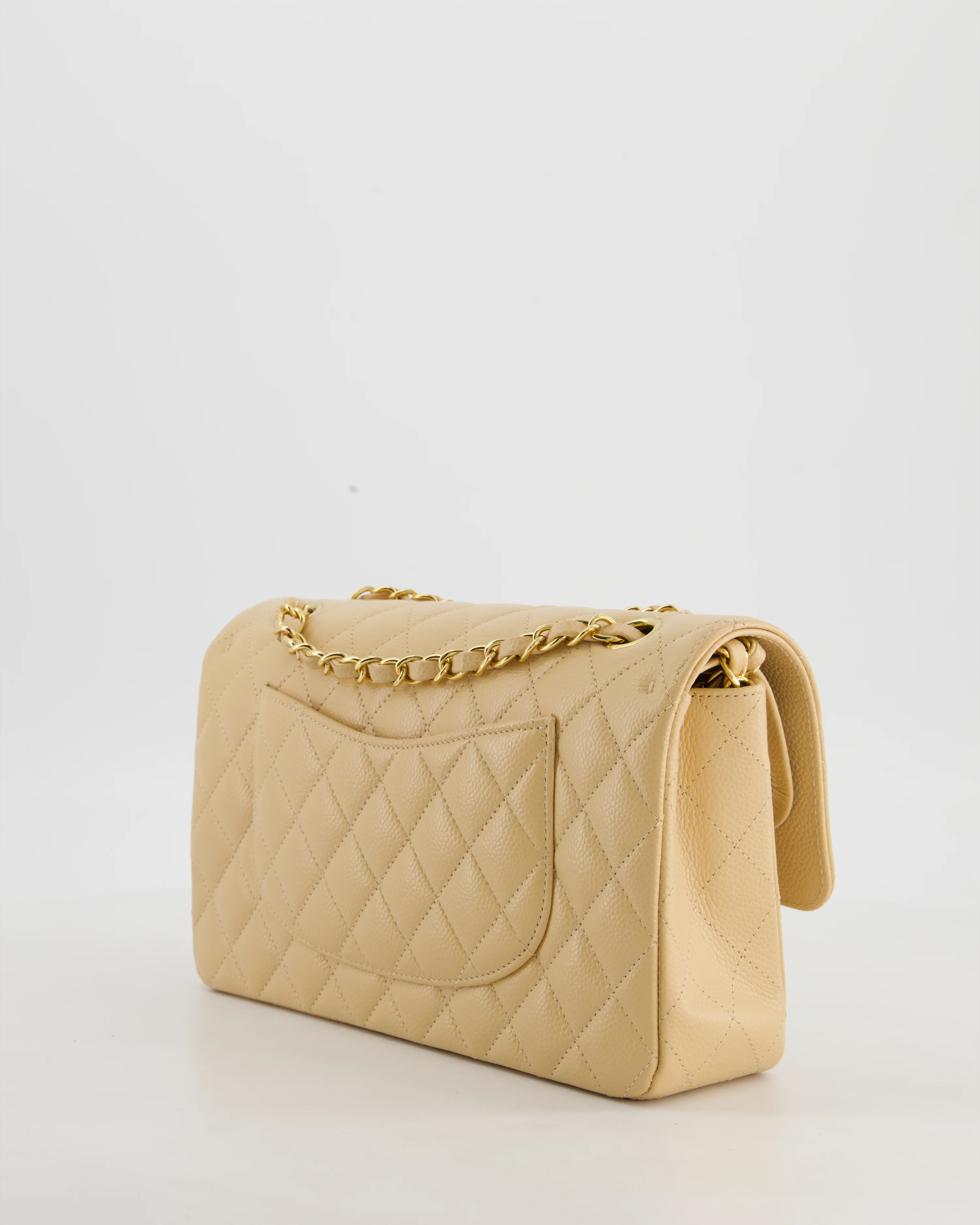 Chanel Beige Medium Classic Double Flap Bag in Caviar Leather with Gold Hardware - Image 7