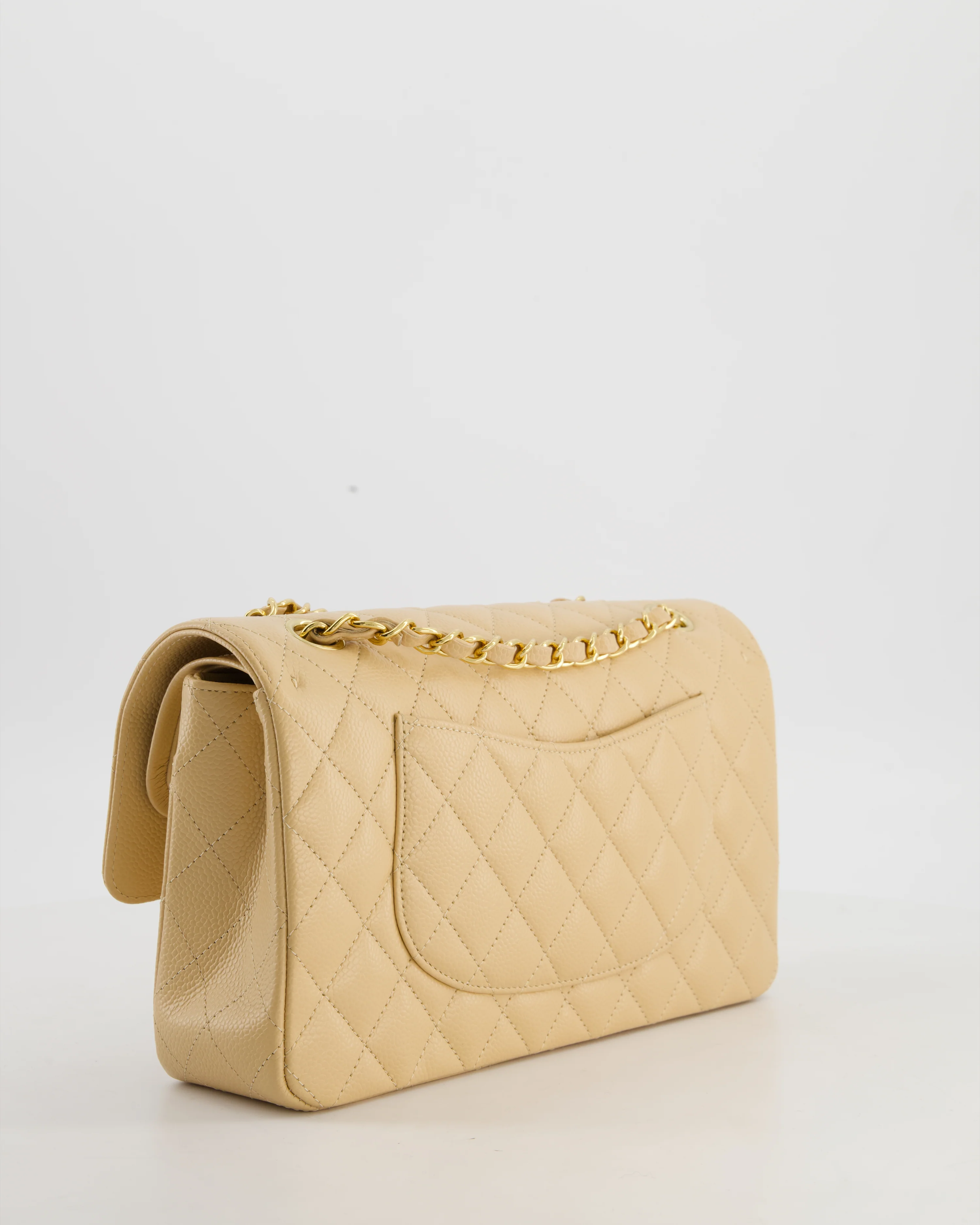 Chanel Beige Medium Classic Double Flap Bag in Caviar Leather with Gold Hardware - Image 9