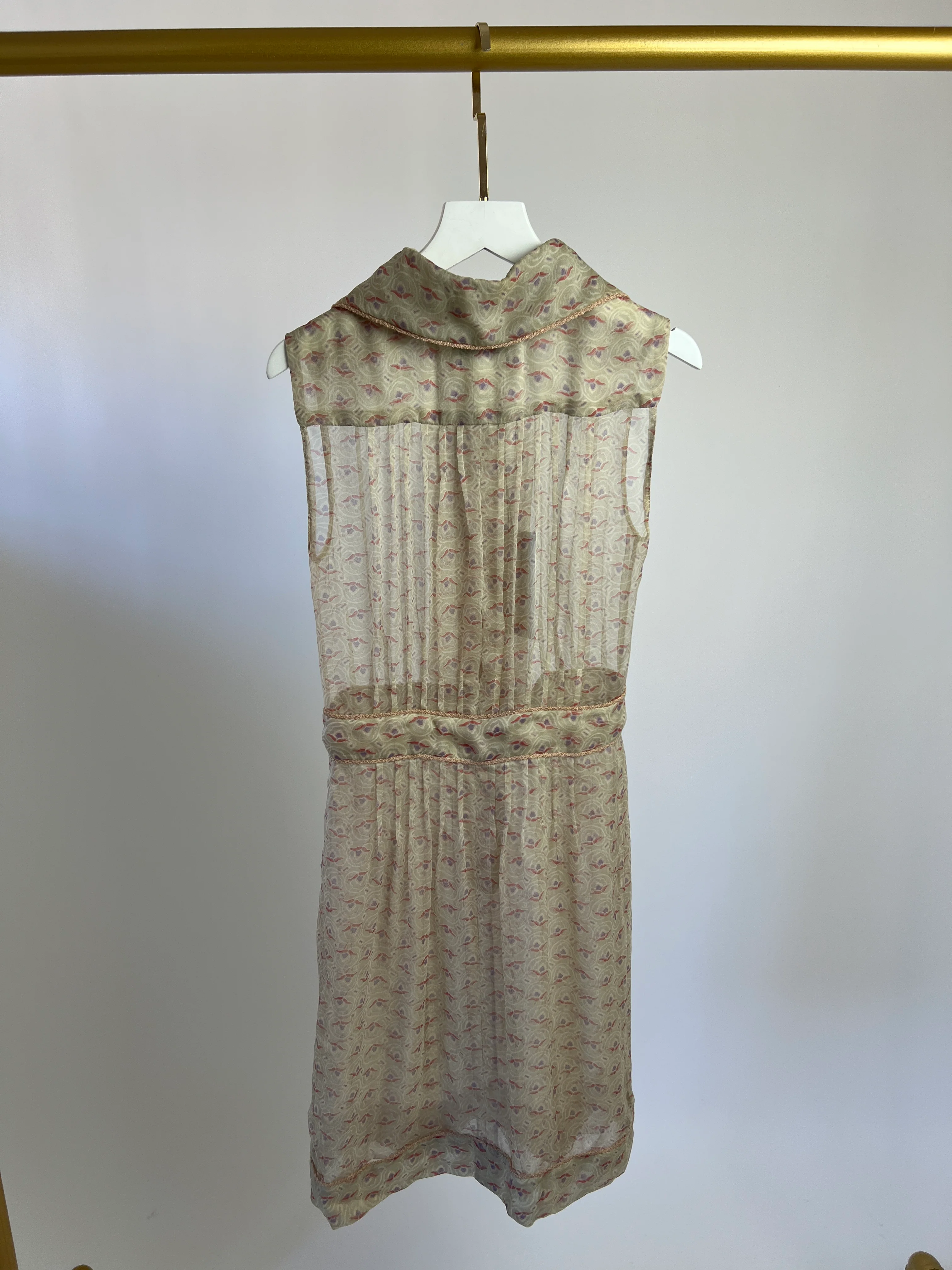 Chanel Beige Printed Sheer Shirt Dress with Pearl CC Buttons Size FR 38 ( UK 10) - Image 9
