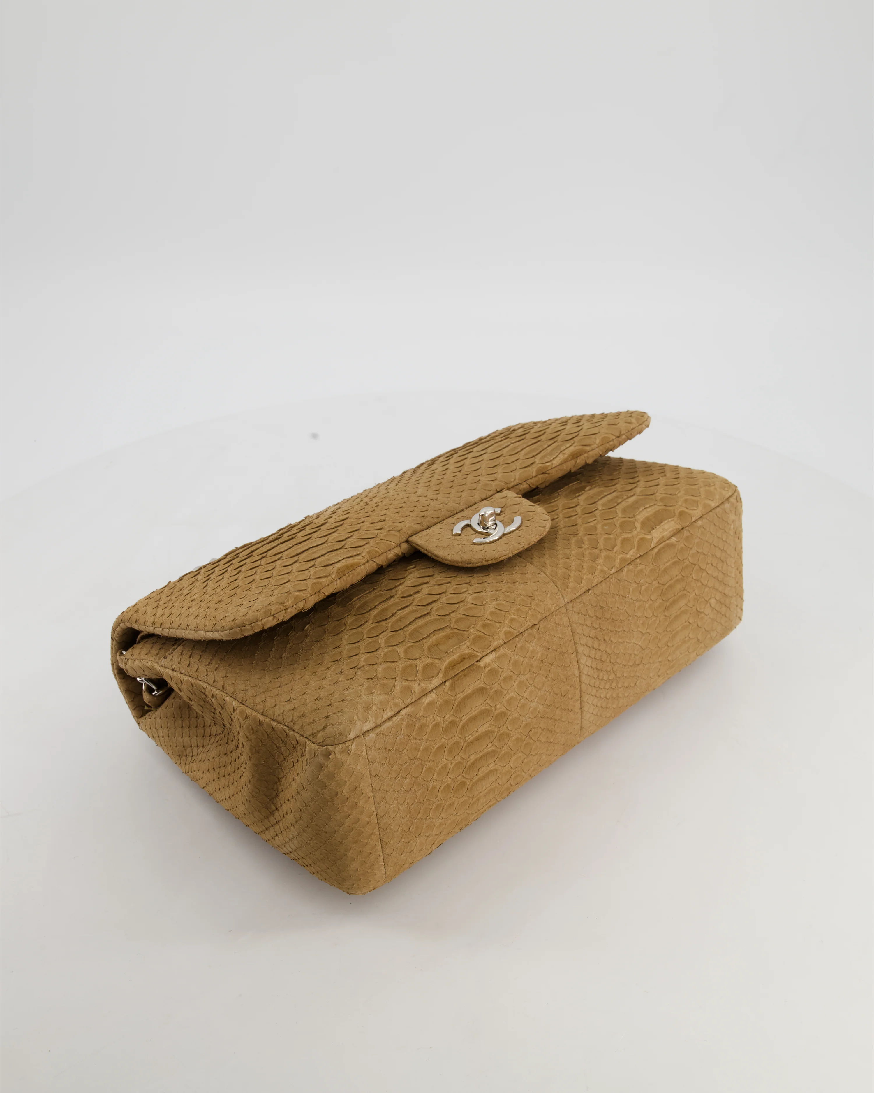 Chanel Beige Python Leather Jumbo Classic Double Flap Bag with Silver Hardware - Image 15