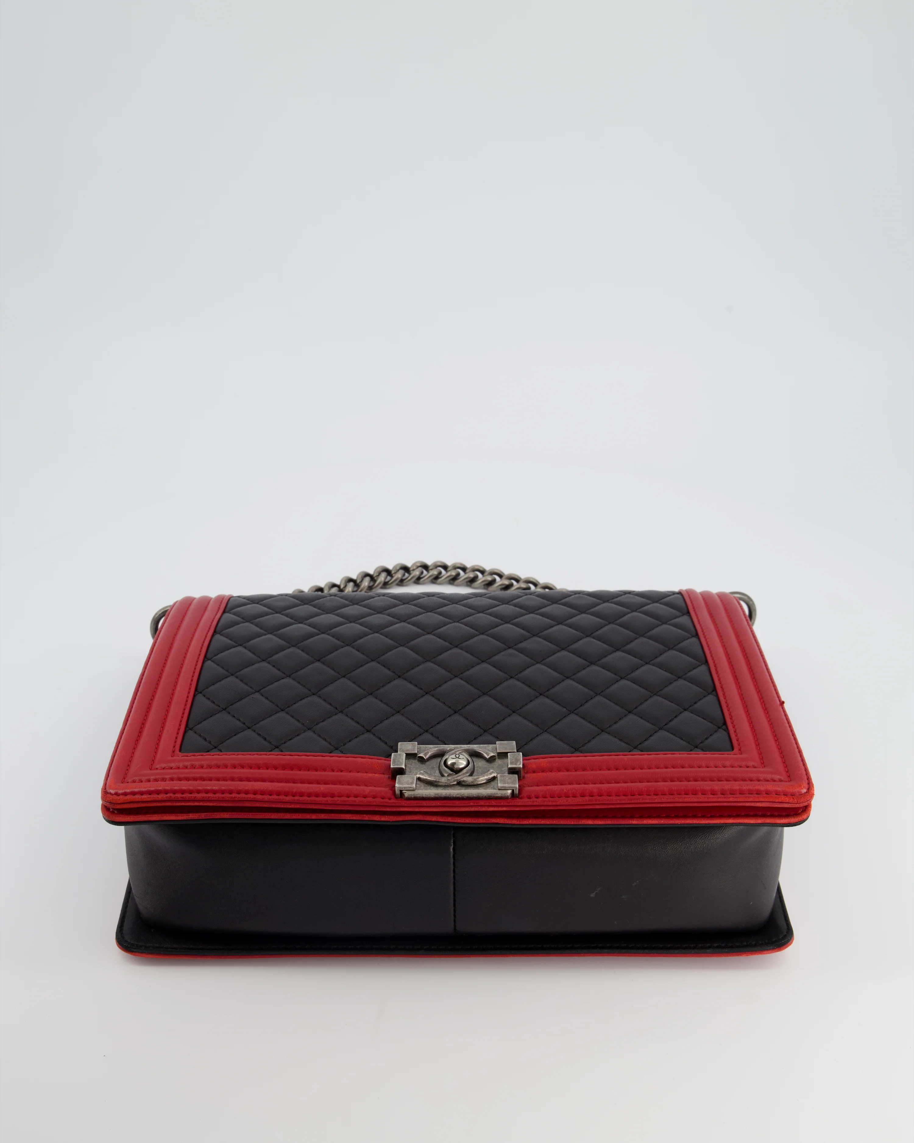 Chanel Black & Red Large Boy Bag in Lambskin Leather with Ruthenium Hardware - Image 25