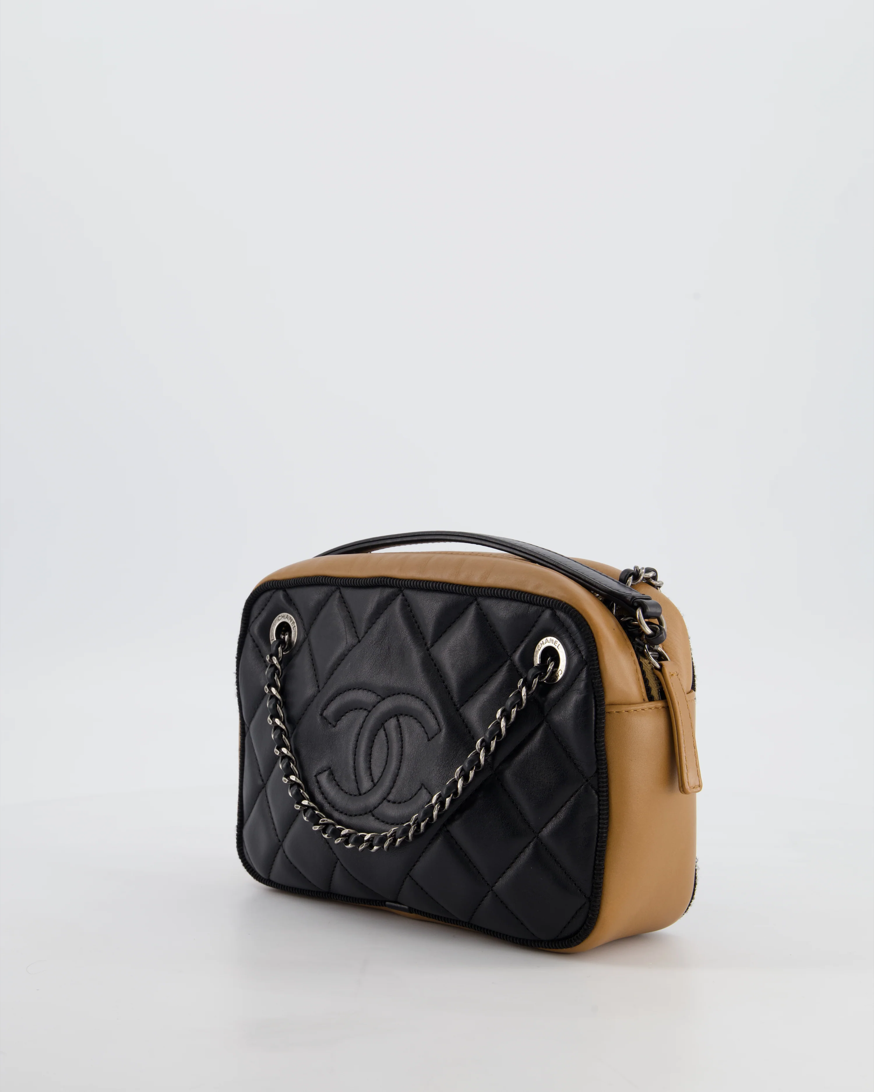 Chanel Black and Brown Two-Tone Quilted Camera Bag in Quilted Lambskin Leather with Ruthenium Hardware - Image 12