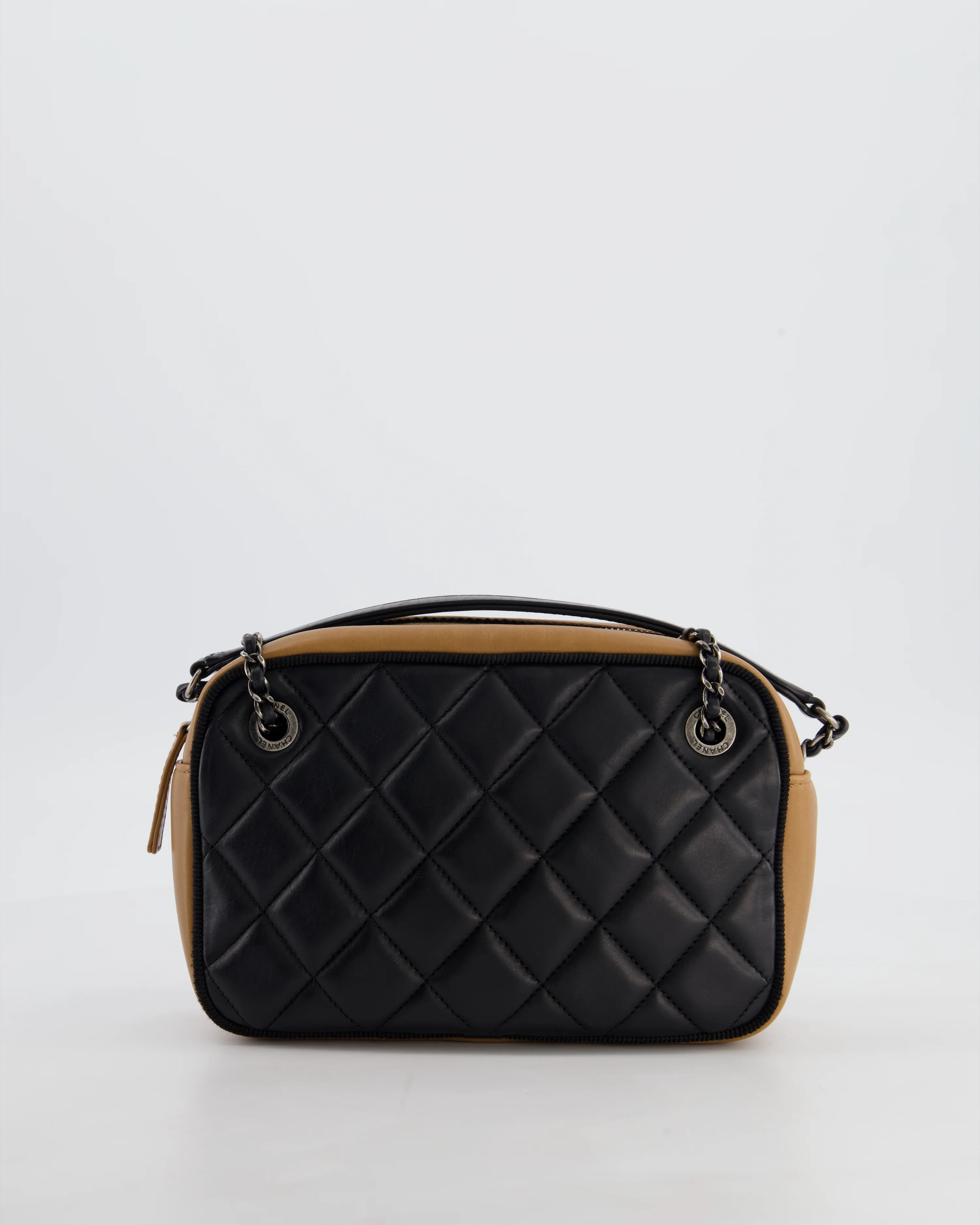 Chanel Black and Brown Two-Tone Quilted Camera Bag in Quilted Lambskin Leather with Ruthenium Hardware - Image 9