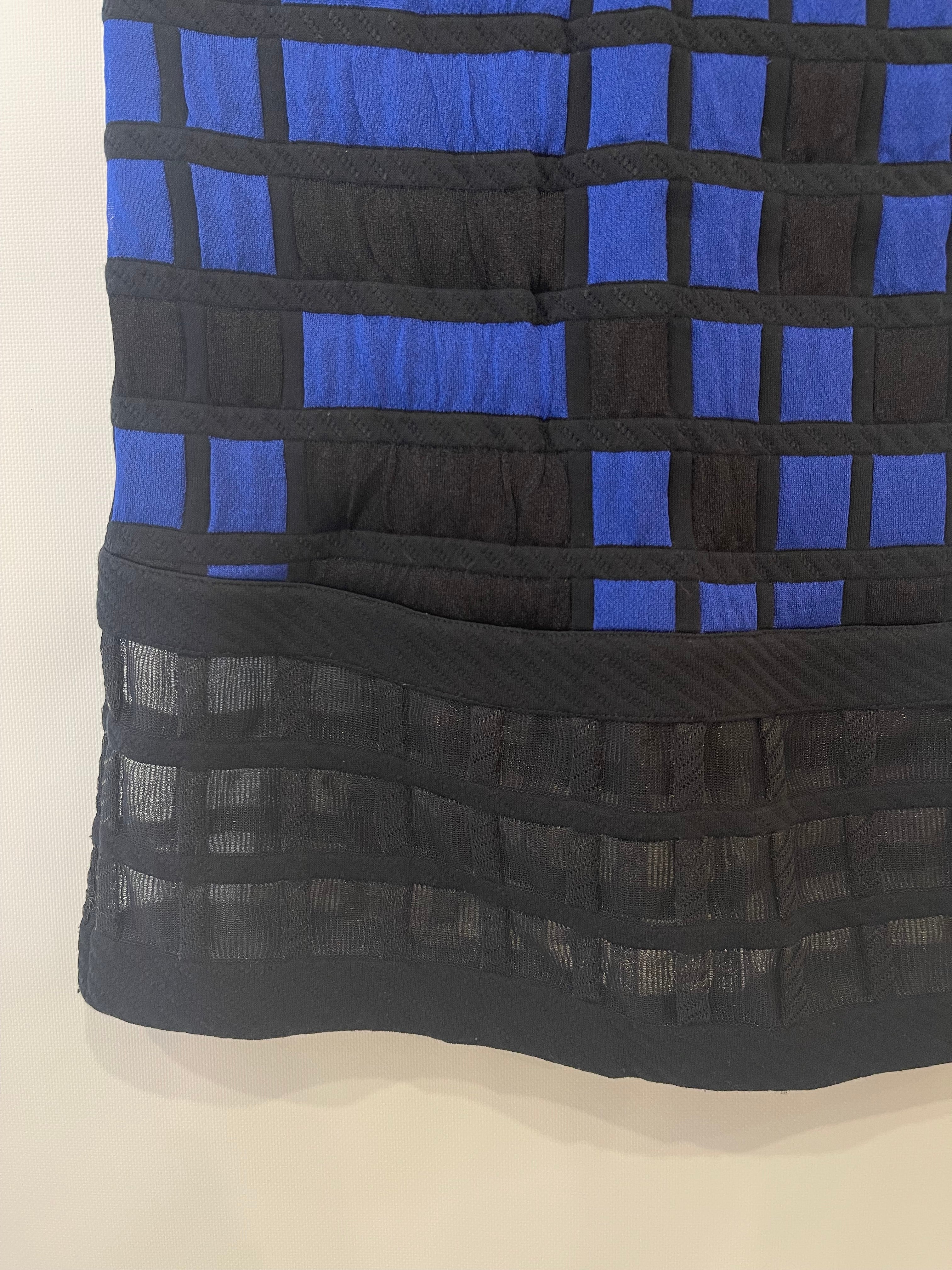 Chanel Spring 2013 Black and Electric Blue Checked Bandeau Dress Size FR 36 (UK 8) - Image 11