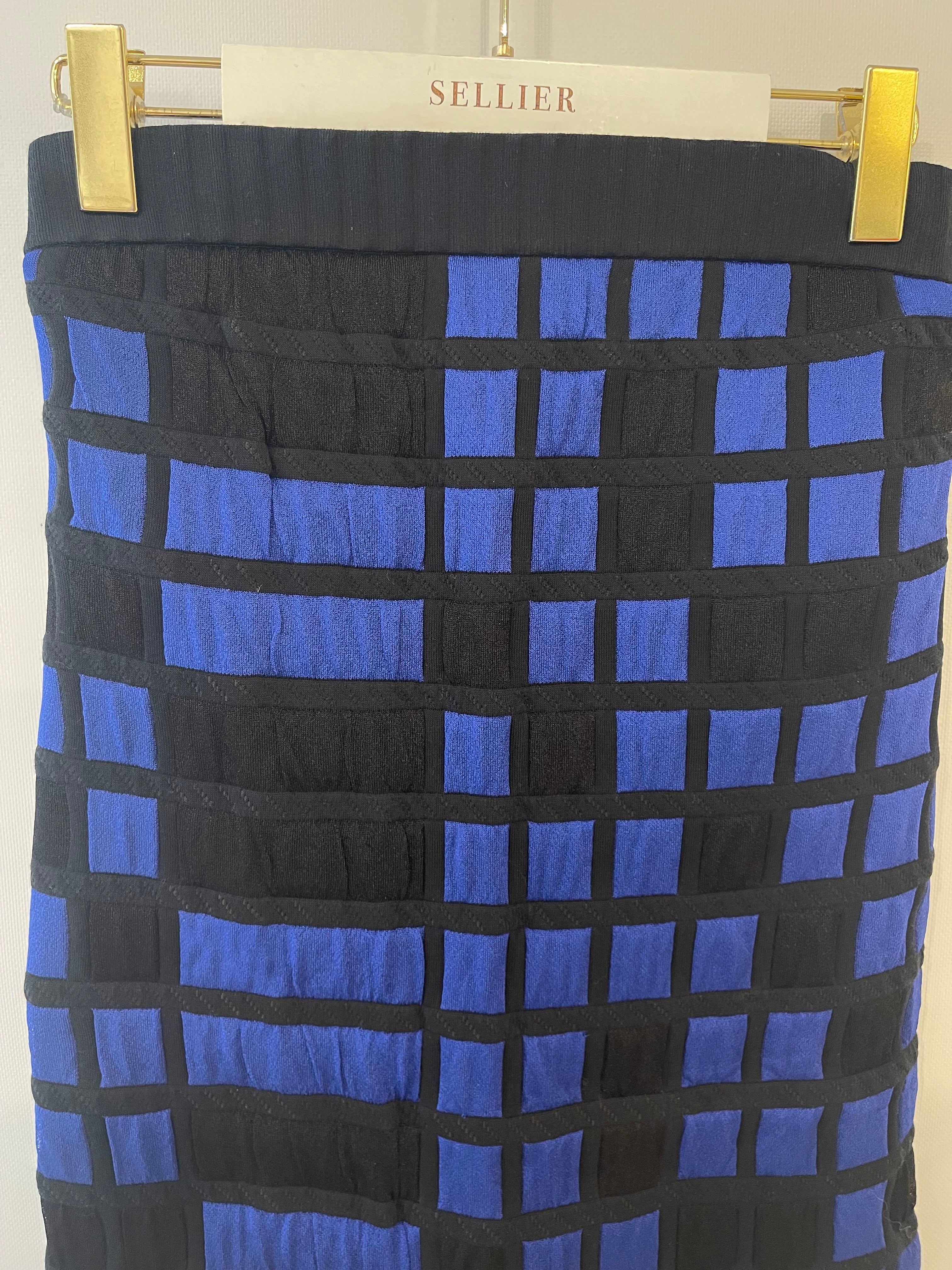 Chanel Spring 2013 Black and Electric Blue Checked Bandeau Dress Size FR 36 (UK 8) - Image 12